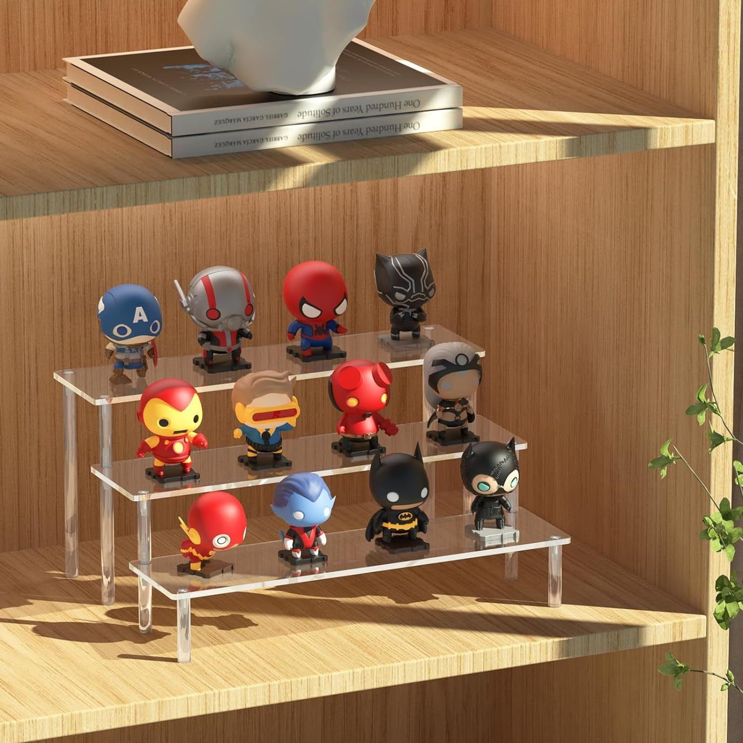 Acrylic Display Risers,3-Tier Clear Display Stand, Clear Display Riser Shelf Small Mini Display Stand for Organizer ,Party, Makeup Organization and Decoration image number 6