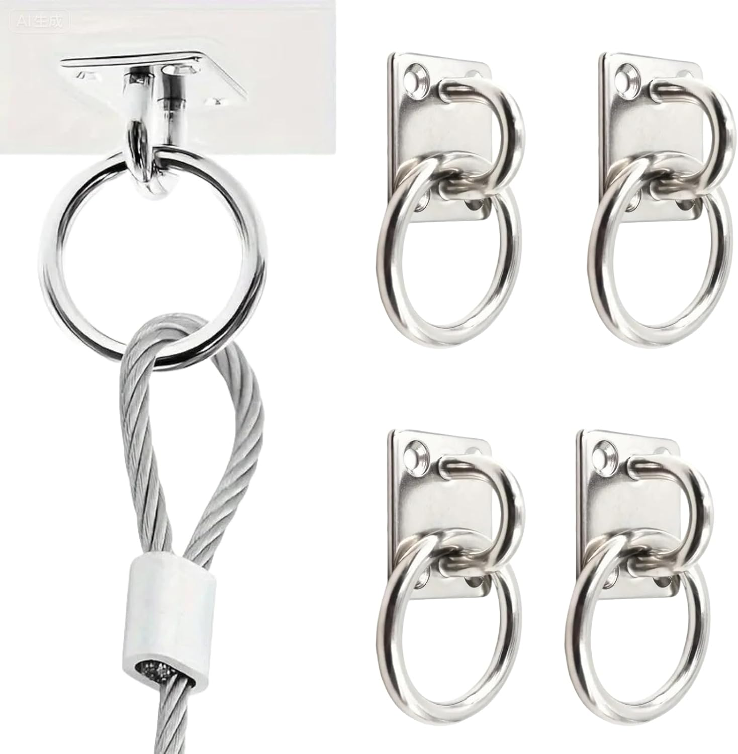 4Pcs Stainless Steel Hook, Heavy Duty Hanging Hardware, Boat Cabin Accessories, Swing, Aerial Yoga, High Load Capacity & Rust-Resistant, Ideal for Indoor/Outdoor Installation image number 1