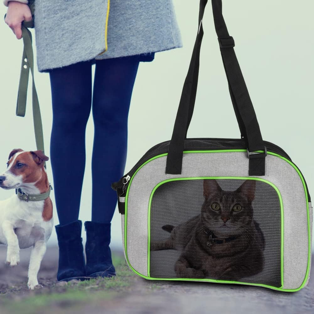 Portable & Foldable Pet Carrier for Outdoor Travel Breathable Mesh Dog & Cat Shoulder Bag Ideal for Puppy, Cat, Small Dog Transport Green image number 5
