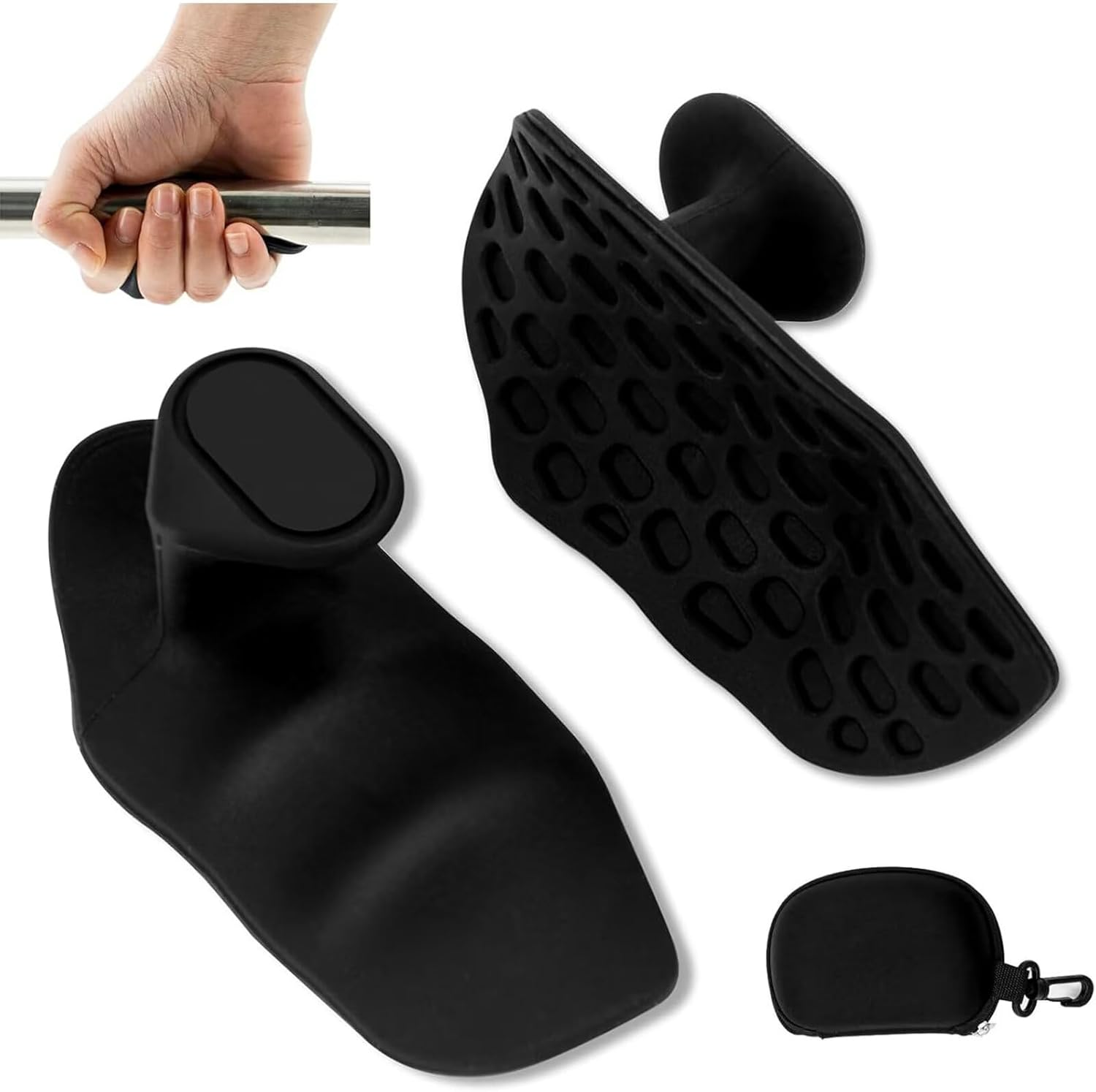 ZVCXOE Fitness Grip Hand Protection Rubber Non-Slip and Sweat-Proof Holder Palm Handgrip Fingerless Grip Pull-Up Grip Suitable for Fitness Exercise Weightlifting Dumbbells Sports Bodybuilding Black image number 1