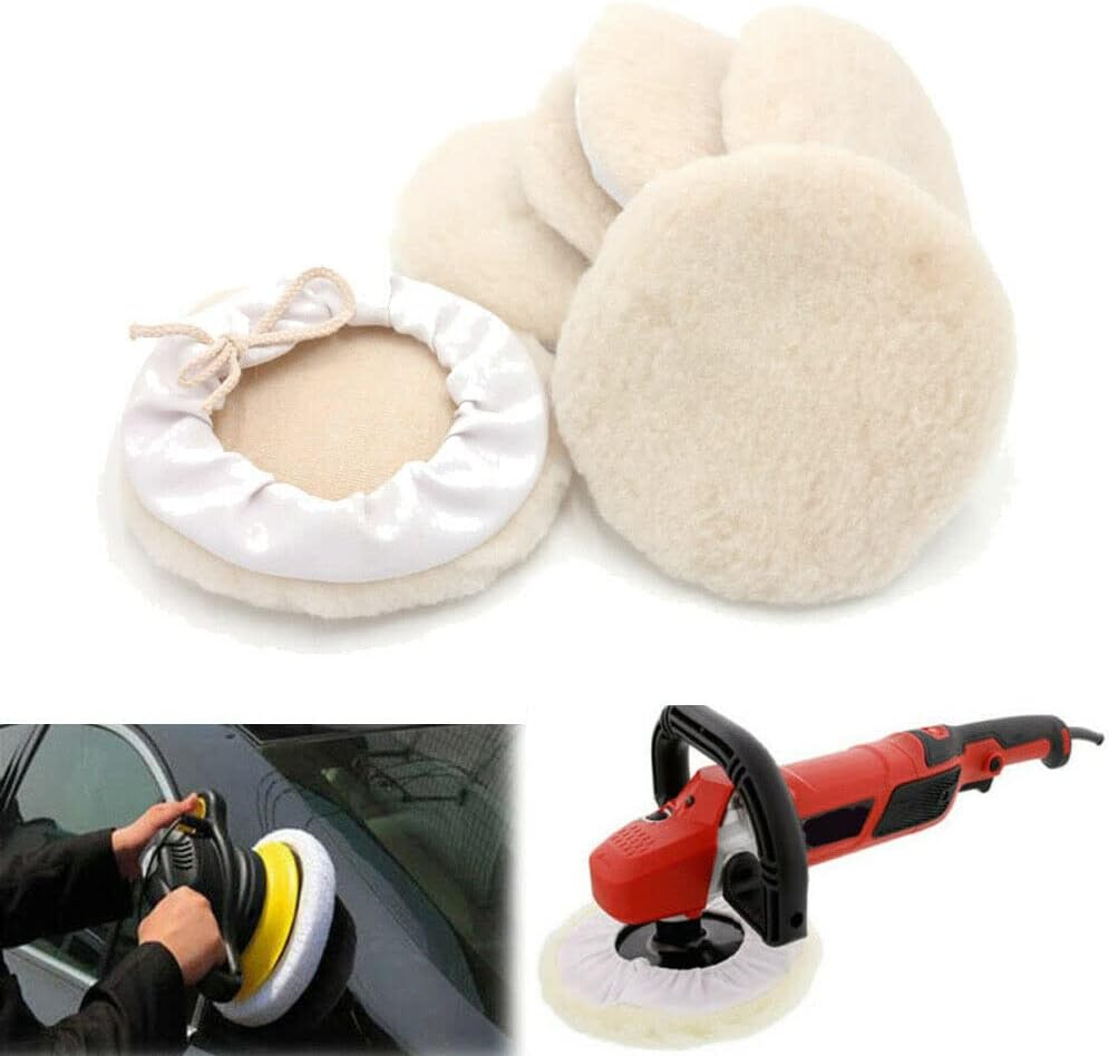 6Pcs 7-Inch Buffing Pads Car Bonnet Buffing Waxing Pad Kit Buffer Polishing Polisher Pad Wool Buffering Pads for Drill Body Repair Buffing & Polishing Pads image number 2