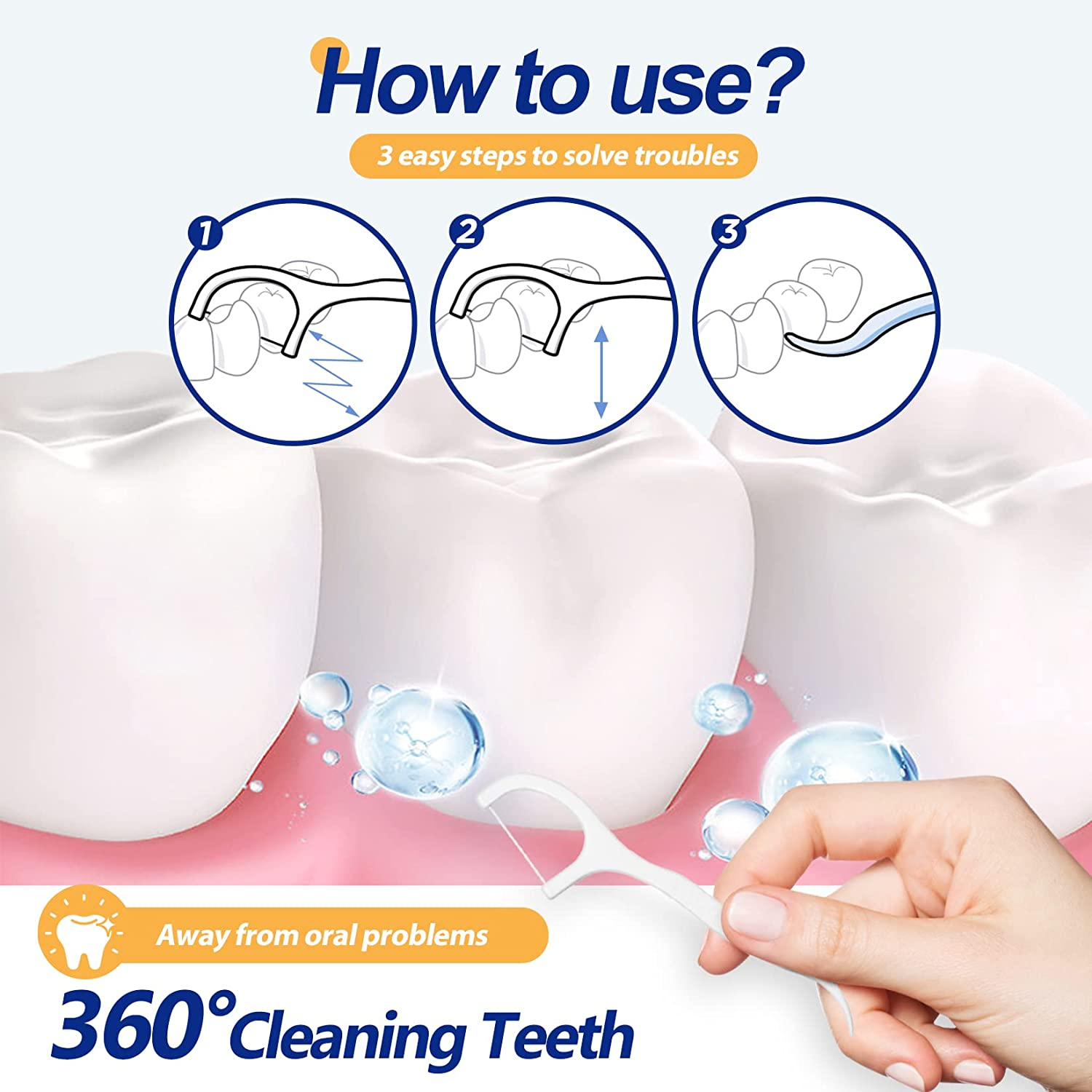 RAZOKO Dental Picks, 200Pcs High Toughness Professional Toothpicks with Portable Case, Dental Floss Picks image number 1