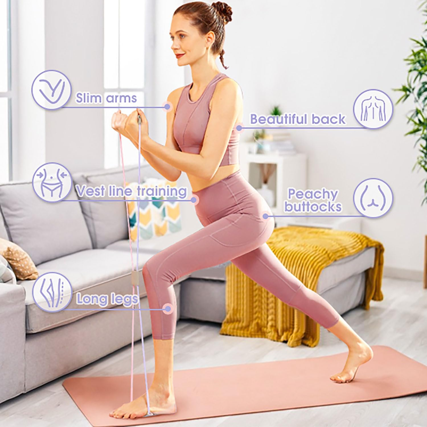 Yqkangzhu 3Pcs Figure 8 Resistance Bands, 8 Shaped Yoga Resistance Band, Stretch Fitness Band, Elastic Exercise Bands for Chest Arm Back Shoulder, Expander Equipment for Home Gym Workout, Pilates image number 3