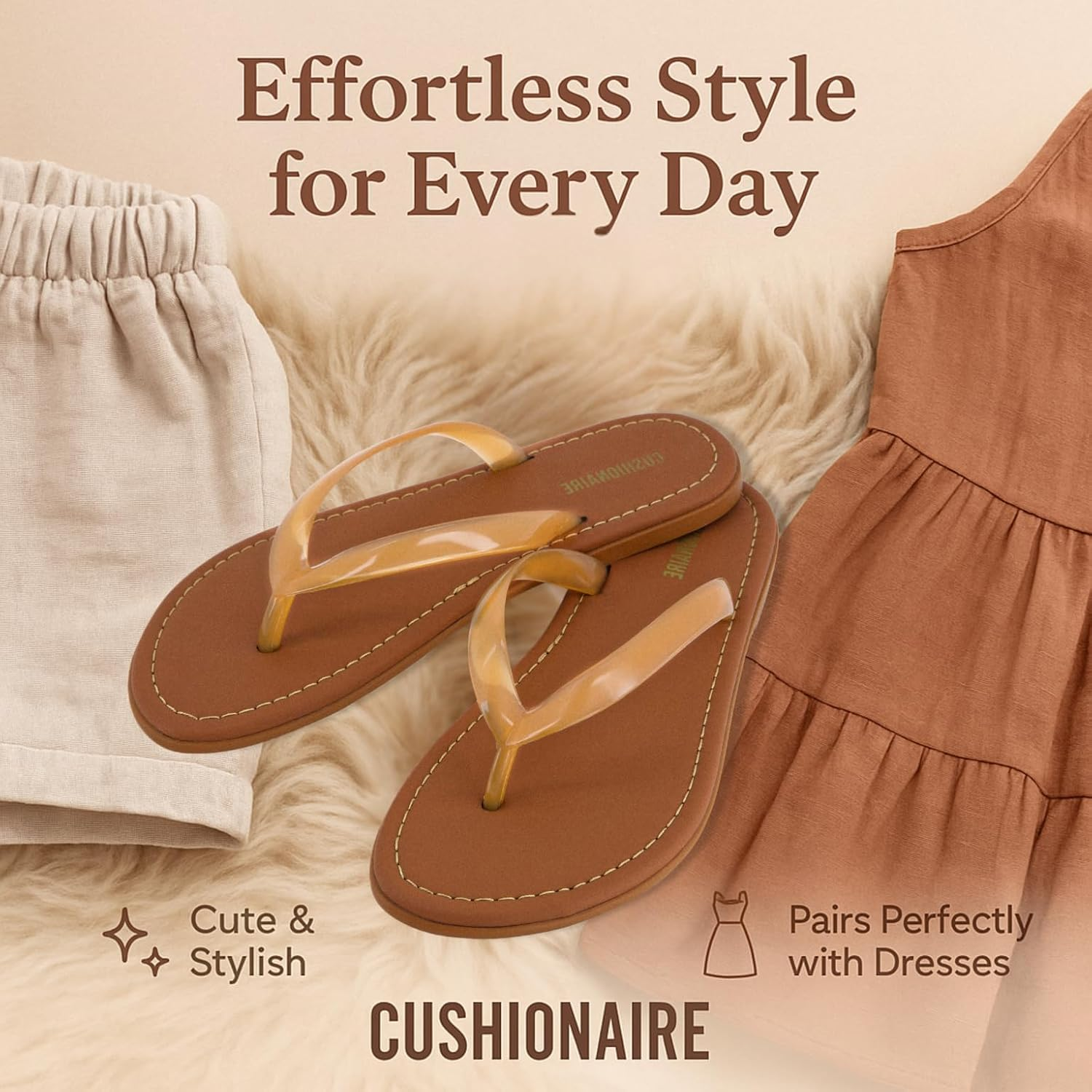 CUSHIONAIRE Surf Flip Flop Sandals for Women with Flexible Sole and Soft Jelly Strap, Lightweight Casual Slides image number 3