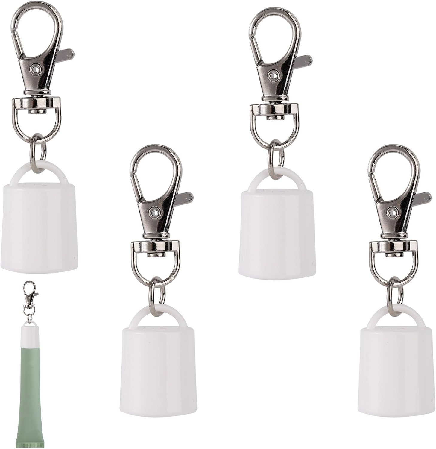 4Pcs Lip Balm Keychain Caps for Summer Fridays 0.5 Oz, Creative Lipgloss Holder Keychains Practical Portable Lip Gloss Replacement Caps (White) image number 3