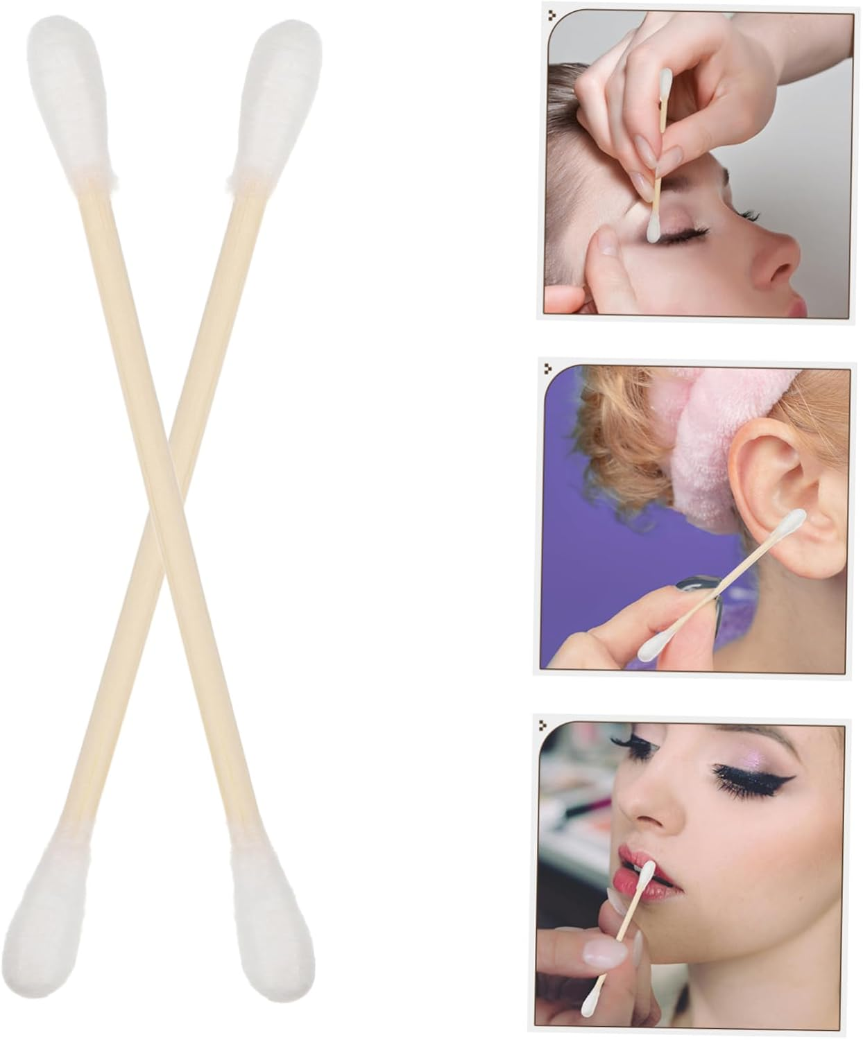 100Pcs Cotton Swabs Replacements Long Tips Multifunctional for Ear Cleaning Makeup Removal Safe Bamboo Material Compact for Go image number 2