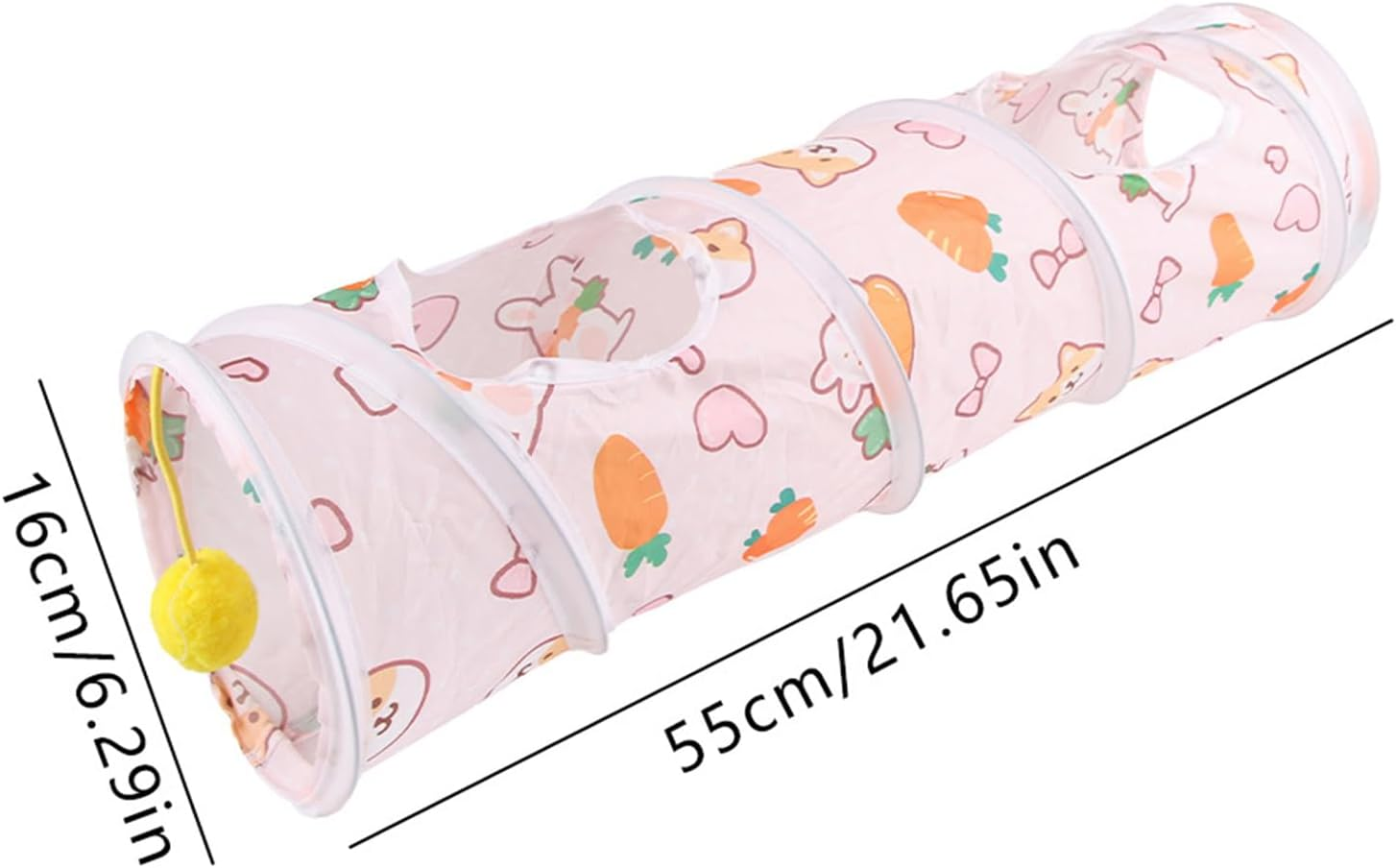 Small Animal Tunnel,Pet Playing Sleeping Pipe - Foldable Tunnels with Play Ball Bunny Hiding Tube Activity Toy for Dwarf Rabbits, Hamster, Kitten, Hedgehog - B image number 2