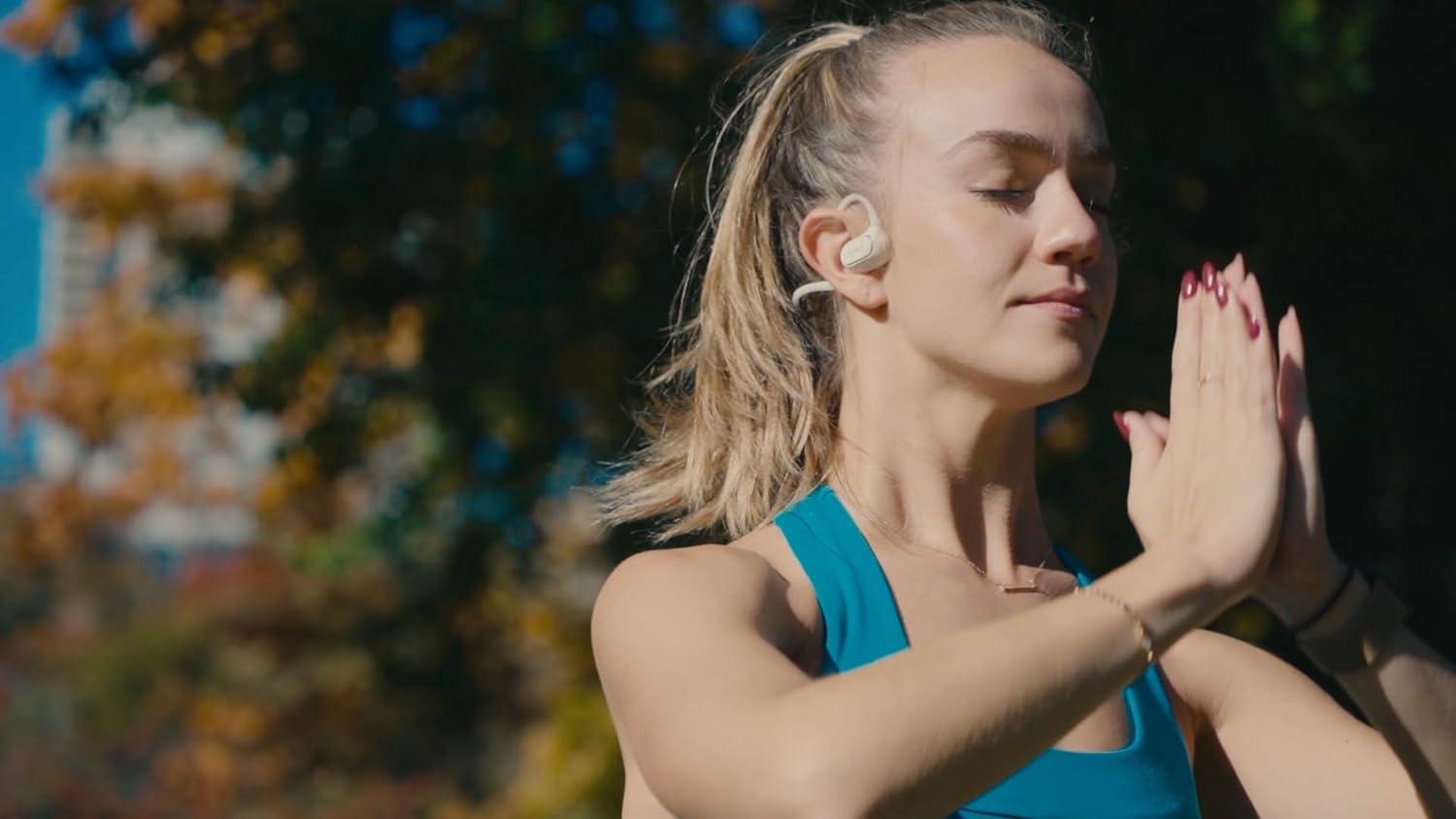 Livall LTS21 Pro - Open-Ear Headphones - Air Conduction Detachable Wireless Sport Earphones for Workouts and Running Built-In Mic for Music, Phone Call, Lightweight Safer and Comfort (Space White) image number 6