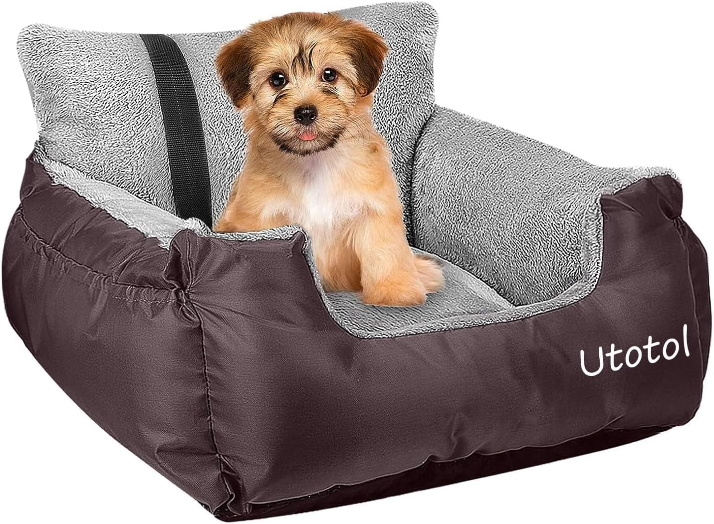 Utotol Dog Car Seat with Safety Belt, Washable Booster for Small Dogs, Anti-Slip Travel Bed for Front or Back Seat, Adjustable Buckle, Storage Pockets image number 6