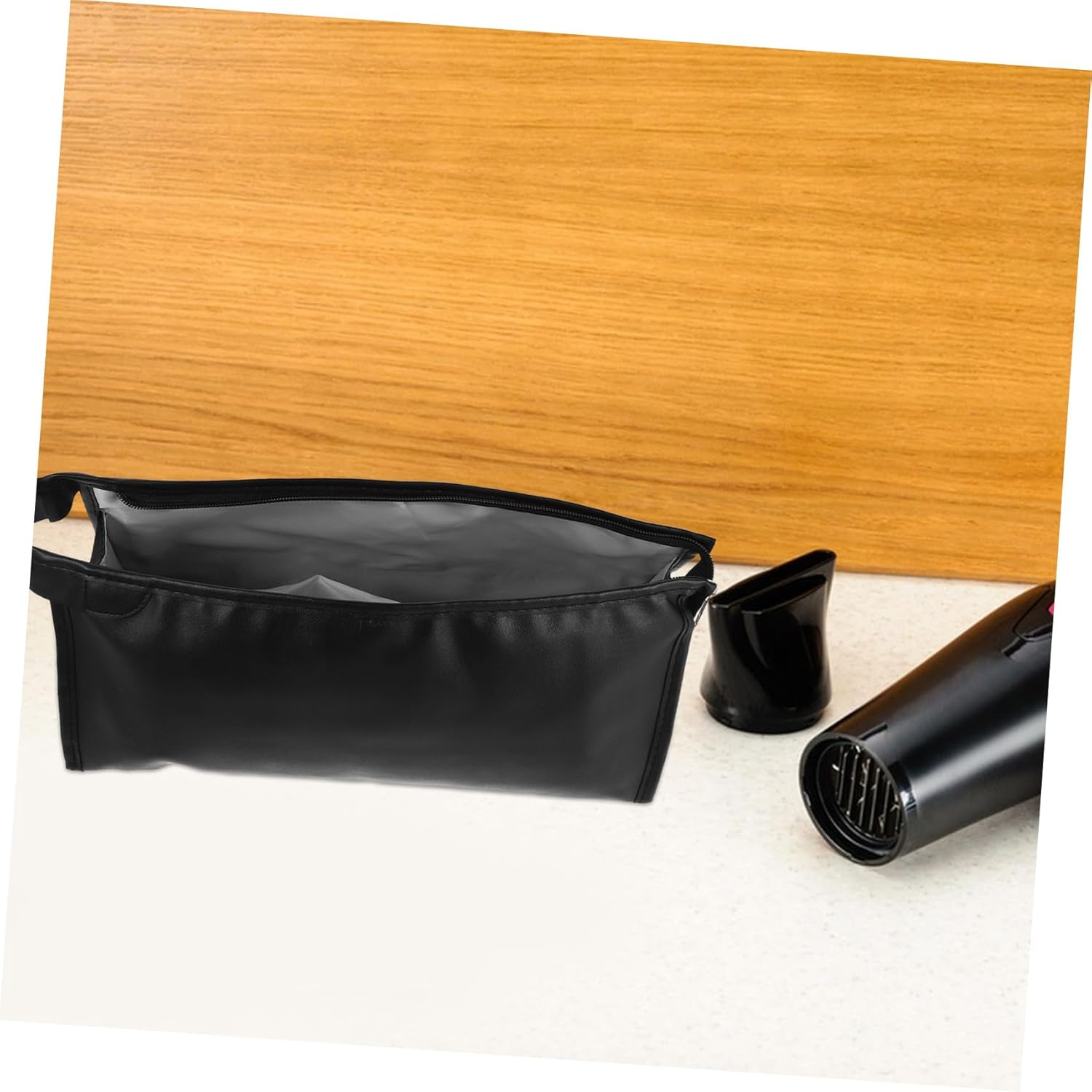 CLISPEED Hair Dryer Storage Bag Blow Dryer Carrying Bag Travel Organizer Pu Black image number 6