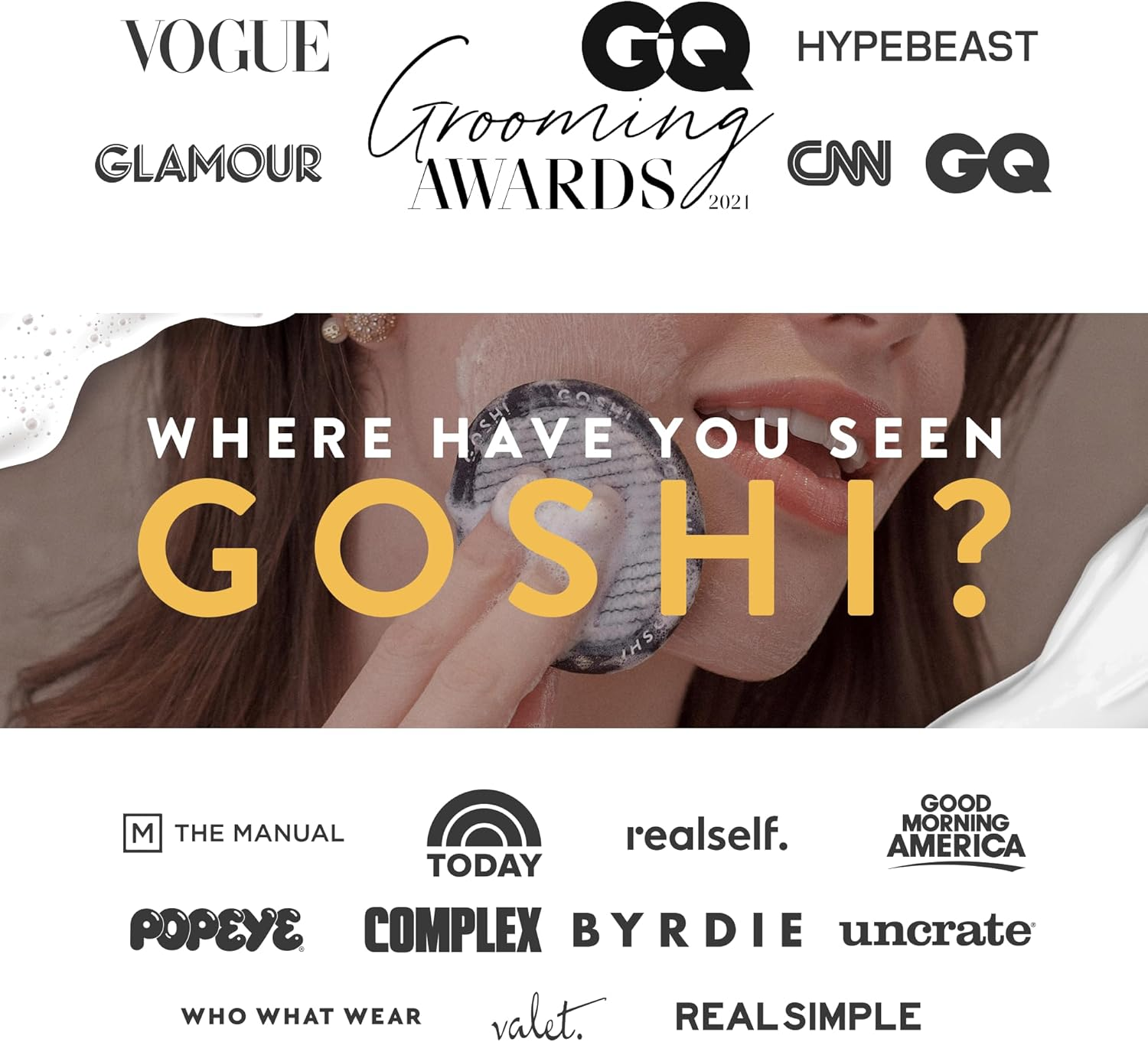 GOSHI Complexion Exfoliating Pads - Reusable, Quick Dry & Soft, for All Skin Types - Yellow - Made in Japan image number 1