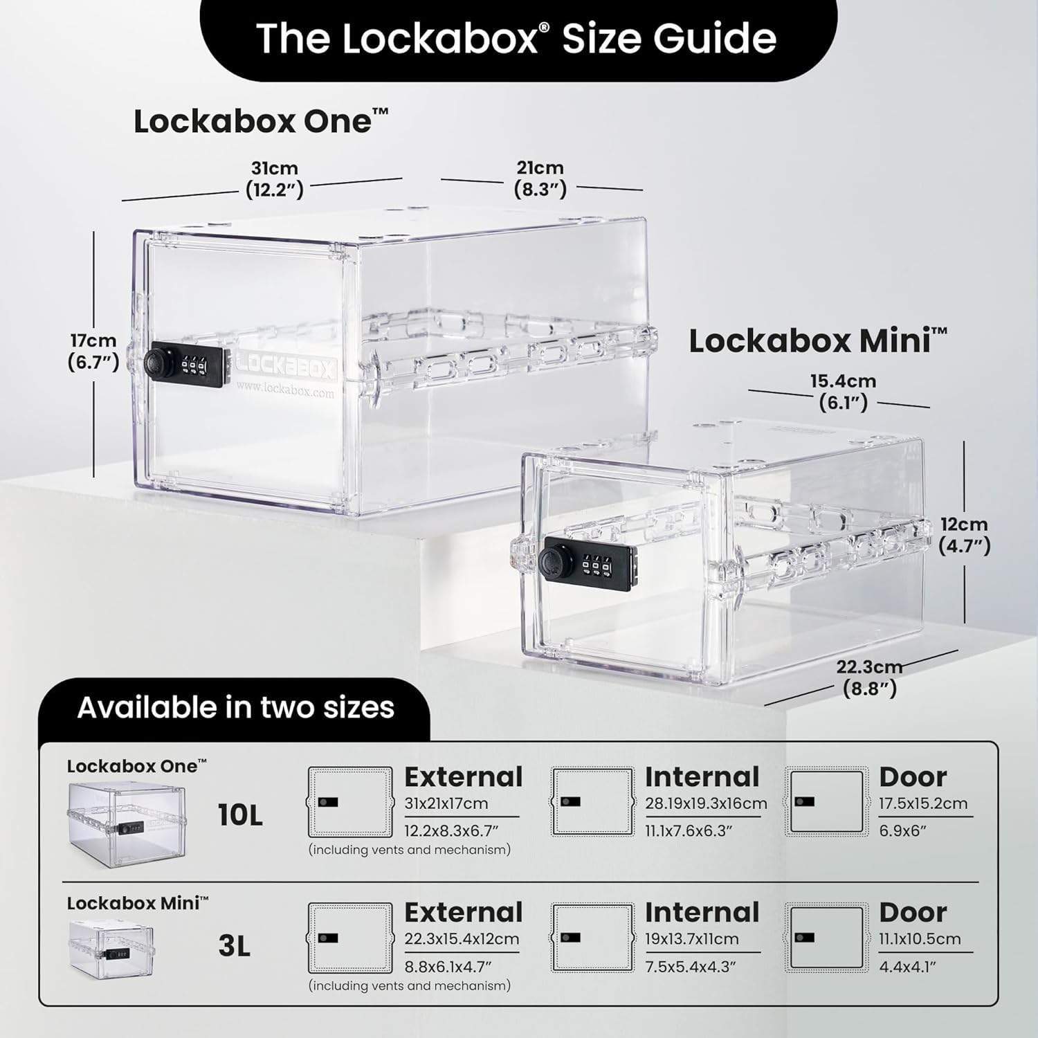 Lockabox Mini&trade; | Small Lockable Box with Combination Lock (A5-Sized) | Mini Storage Lock Box for Small Medicines, Snacks & Mobile Phones | External Size 22.3 X 15.4 X 12 Cm (Crystal)