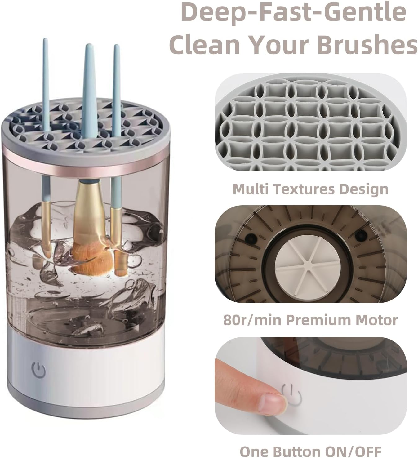 Makeup Brush Cleaner, Electric Brush Cleaning Device Dryer, 7000RPM USB Fast Electric Automatic Brush Cleaner, Clean Multiple Makeup Brushes at the Same Time