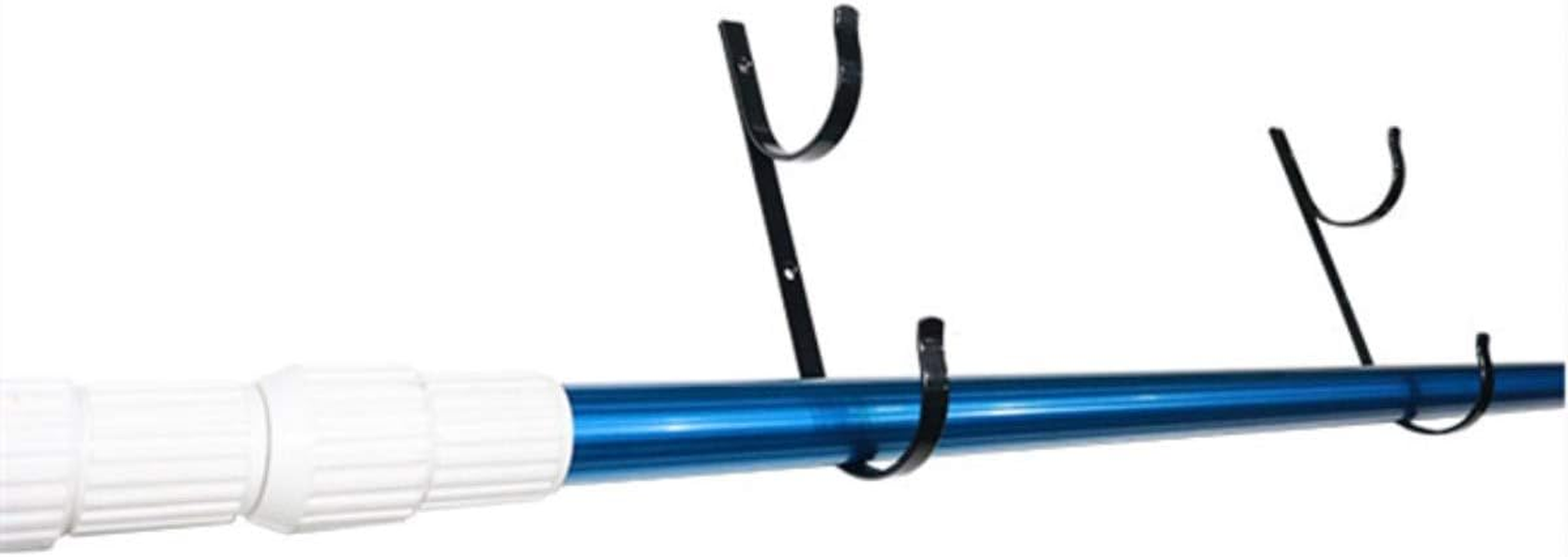 2 Pcs Set Pool Pole Hangers Heavy Duty Black Aluminium Holder with Screws Perfect Hooks for Swimming Pool Telescopic Poles Skimmers Nets Brushes Vacuum Hose Garden Equipment Outdoor Supplies image number 1