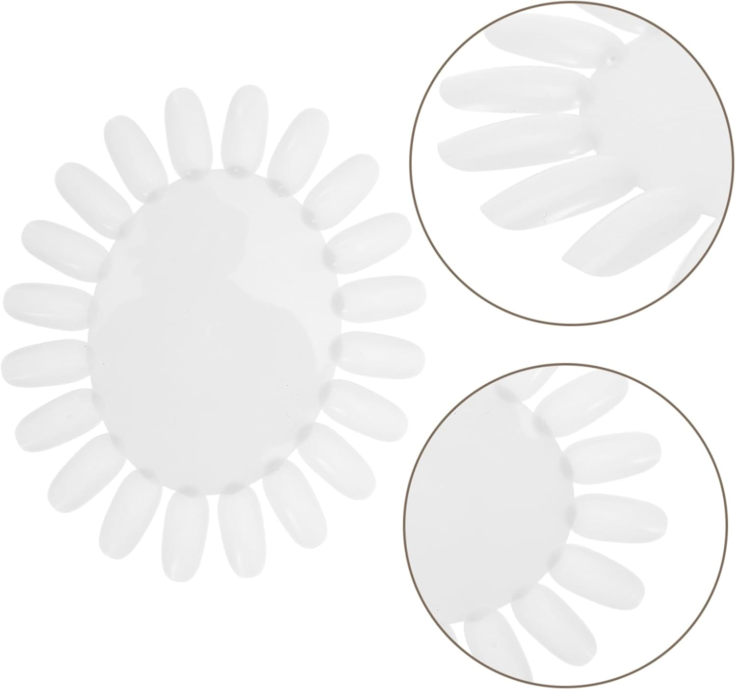 OSOLADY 10Pcs Sunflower Shaped Nail Art Display Boards Beige Acrylic Practice Wheel with False Tips for Salon and Home Nail Polish Color Showcase image number 3
