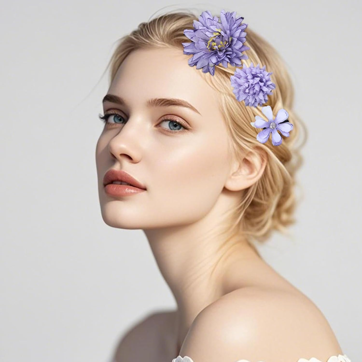 Pack of 21 Flower Hair Clips, 3D Flowers Colourful Flowers Hair Clips for Women, Artificial Flower Hair Clip, Hair Clip, Ideal for Wedding and Party image number 1