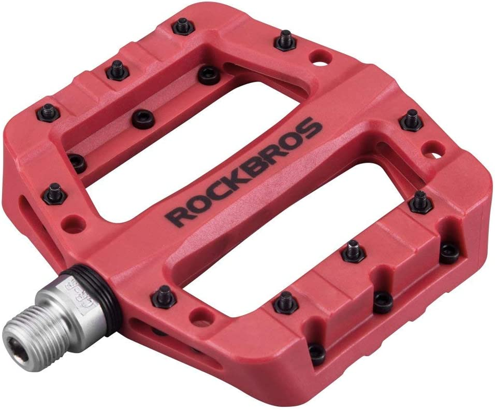 ROCKBROS Lightweight Mountain Bike Pedals Nylon Fiber Bicycle Platform Pedals for Road MTB 9/16"