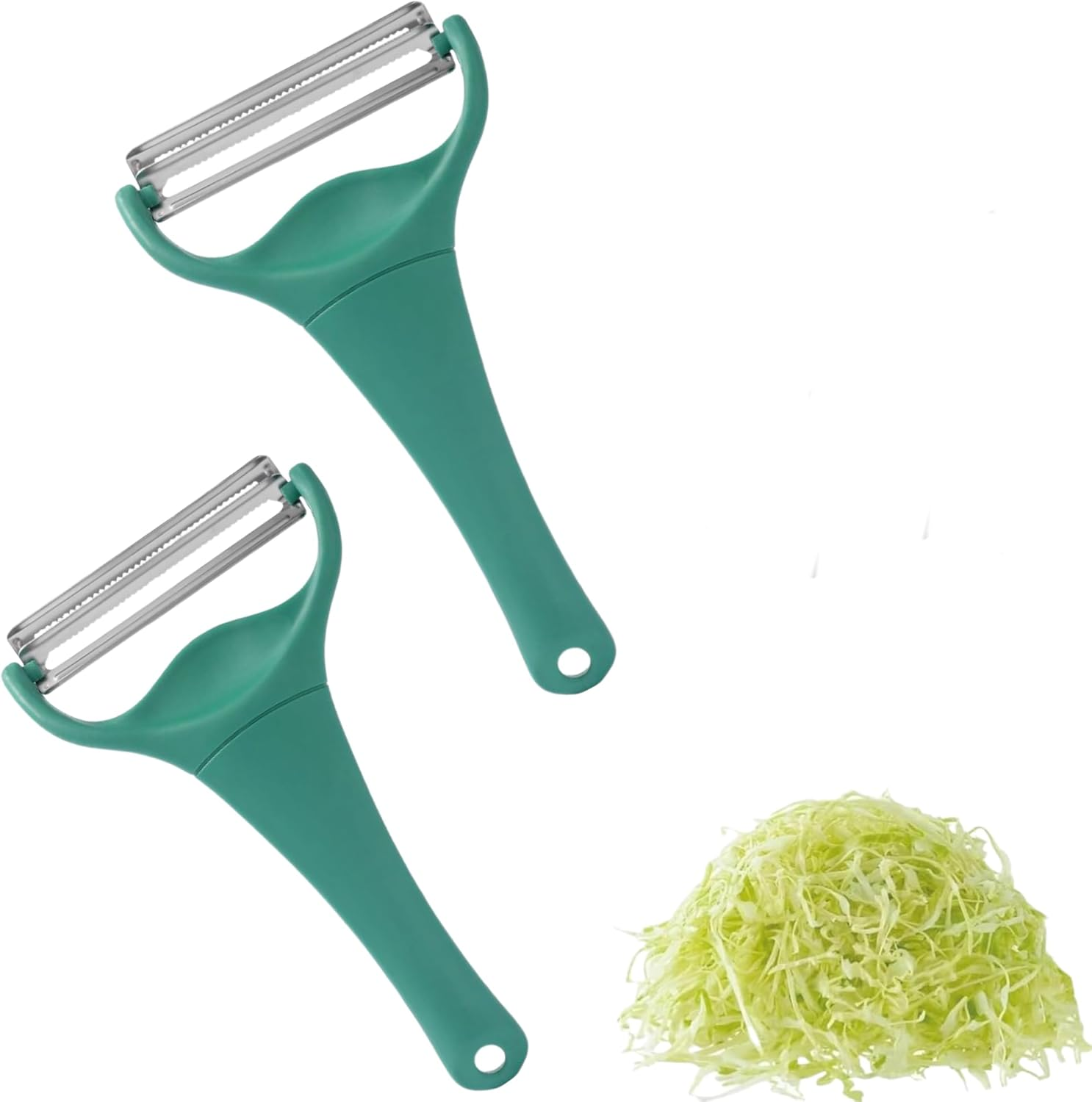 2Pcs Cabbage Peeler, Shredder Vegetable Peeler, Cabbage Shredder, Stainless Steel Sharp Blade, Non-Slip Hand Guard Design, Suitable for Cabbage, Purple Cabbage and Other Vegetables, Dark Green image number 2