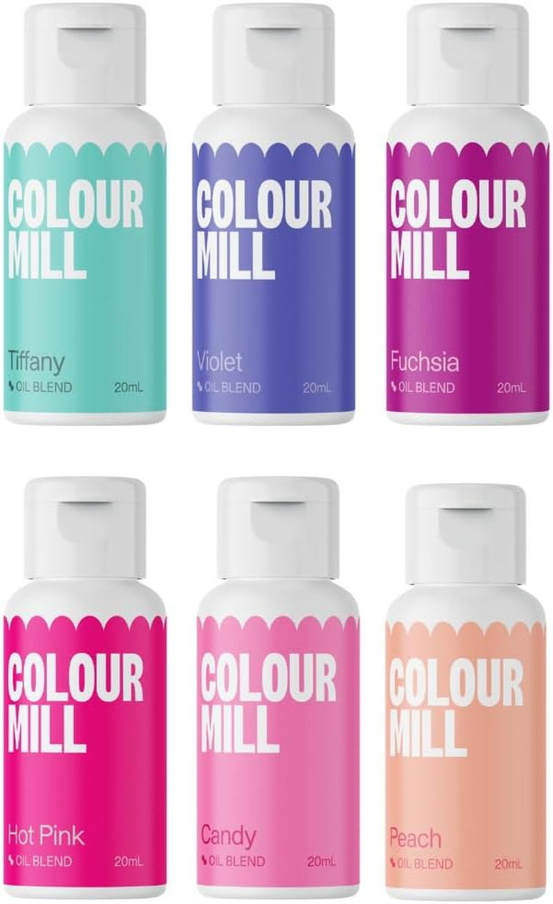 Colour Mill Fairytale Pack Oil Blend Oil-Based Food Colouring, 6 Colours X 20Ml Each: Candy, Hot Pink, Fuchsia, Peach, Tiffany, Violet, 120Ml Total, 4.08 Fl Oz image number 3