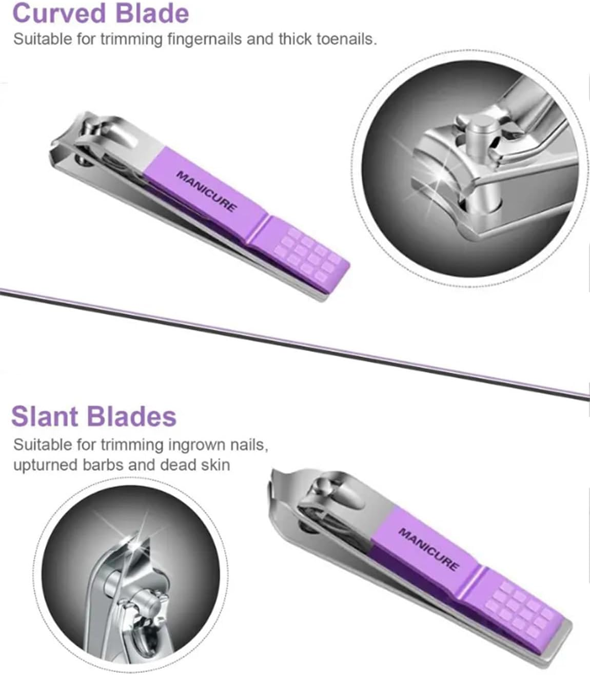 Betterlifewj Violet Manicure Set Professional Nail Clippers Pedicure Kit, 16 Pcs Stainless Steel Nail Care Tools， Grooming Kit with Luxurious Travel Leather Case image number 3