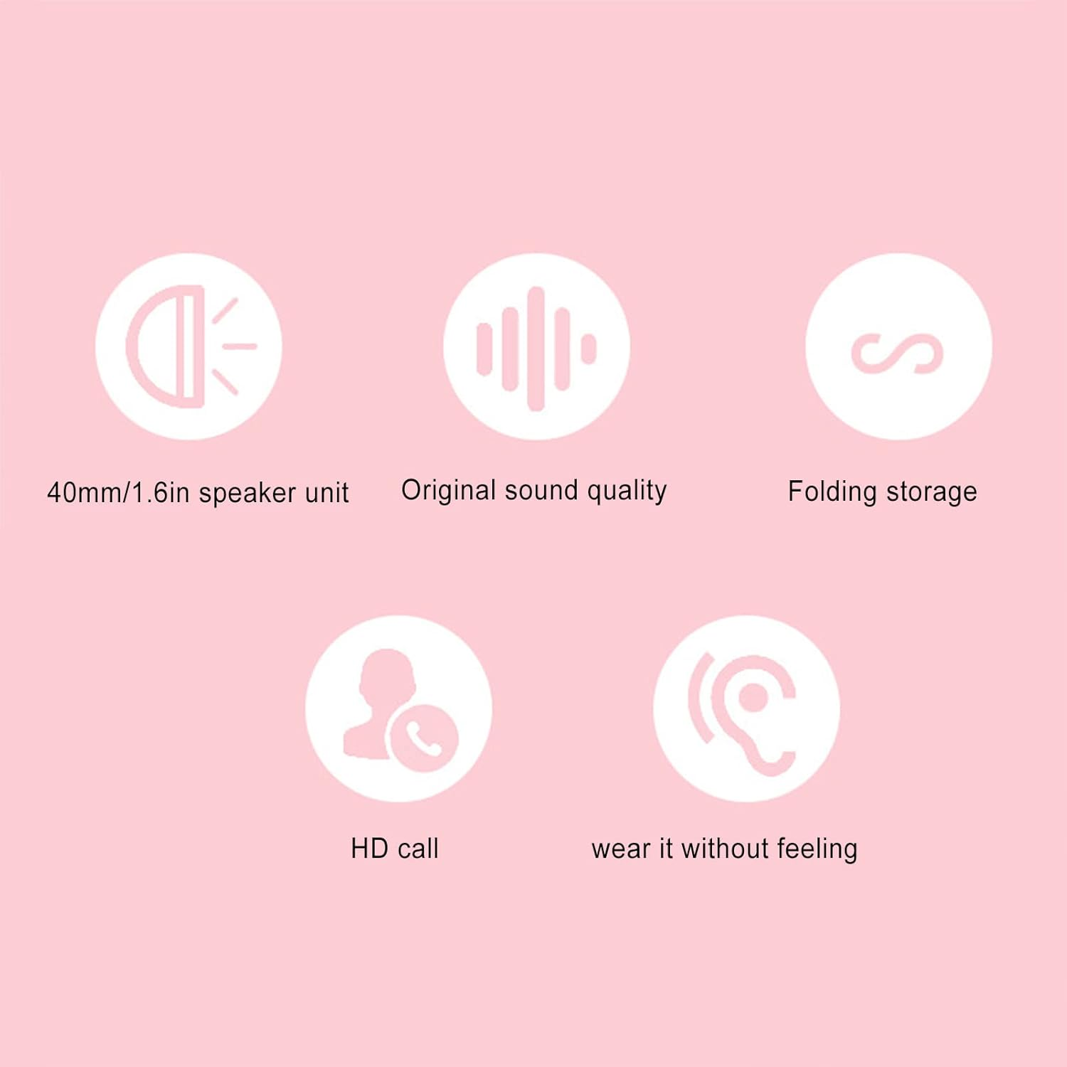 Annadue Wireless Headphones for Kids, Cute over Ear Bluetooth Headset with Deep Bass, Foldable Stereo Headset, Built in Mic, for Kids Girls Boys Adults (Blue) - Blue image number 4