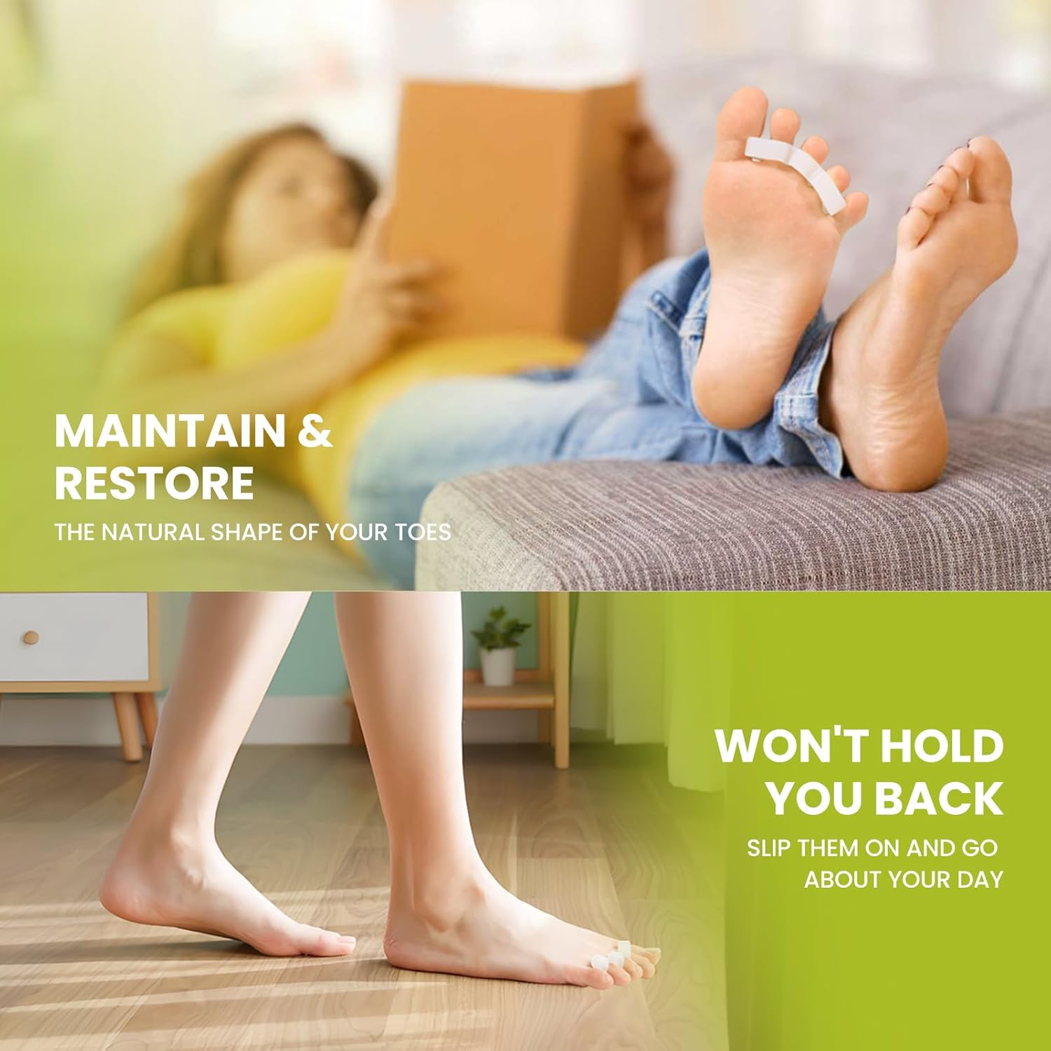 Bukihome Upgraded Gel Toe Separator - Pedicure Toe Spacers for Separating Toenails or Nails - Toe Spreader for Straightening Overlapping Toes, Bunions - Toe Stretcher for Men & Women (White, 4 Pack) image number 6