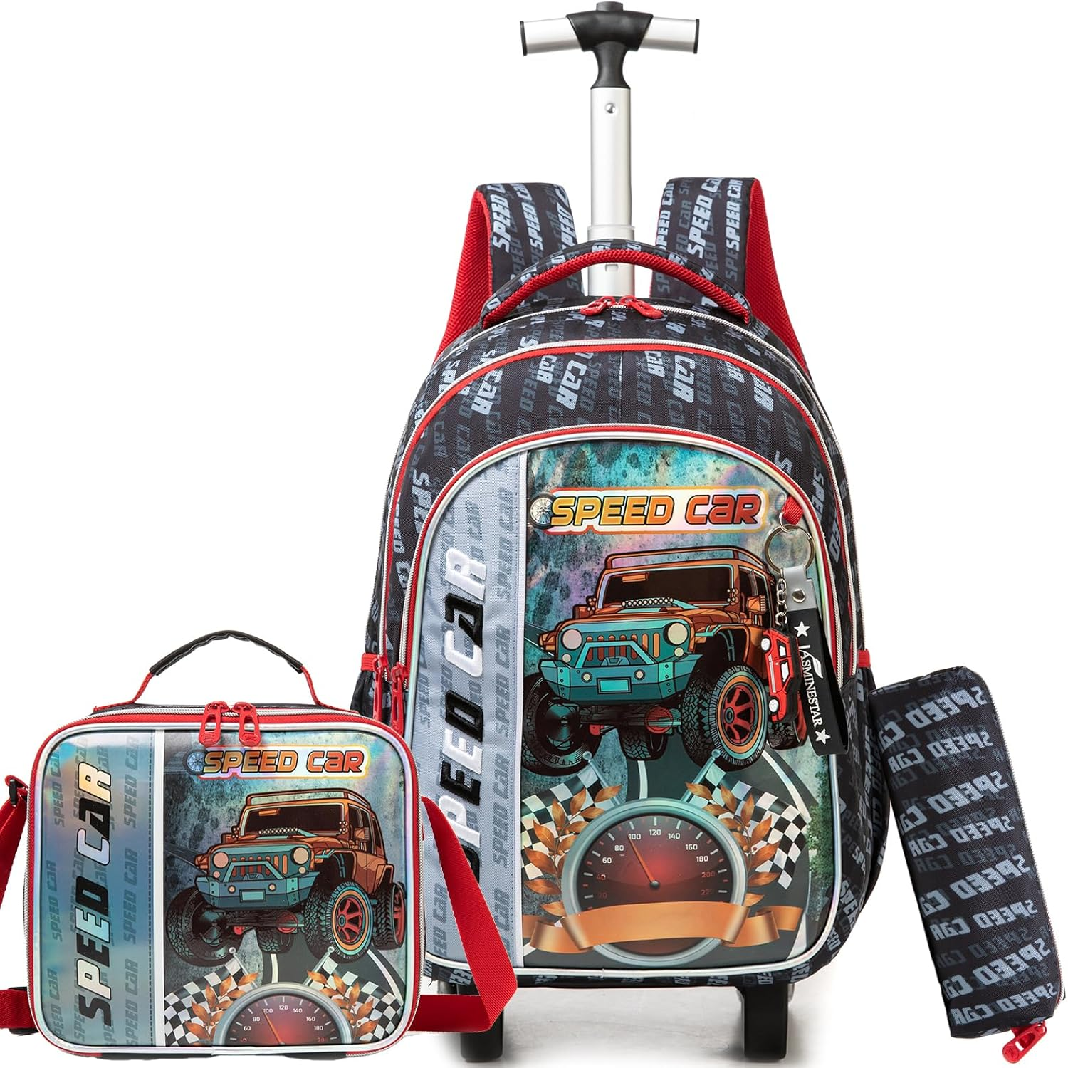 ZBAOGTW Rolling Backpack for Kids with Wheels Backpacks for Kids Travel Bags 3PCS Girls and Boys Backpack with Lunch Box