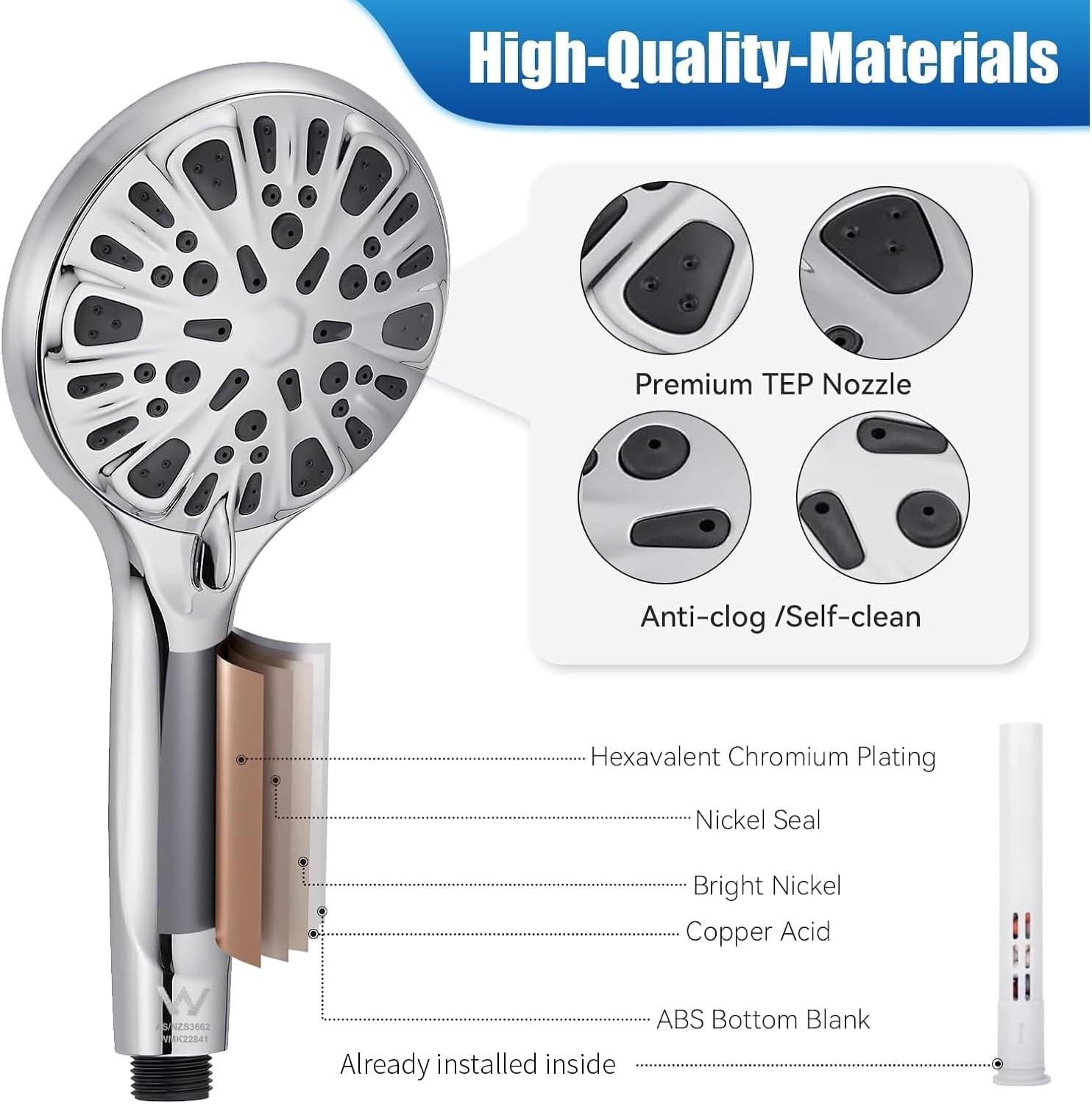 Kovizen Filtered Shower Head, 9 Functions Spray Settings Handheld Showerhead,High Pressure Shower Head with Filter for Hard Water-Remove Chlorine image number 1