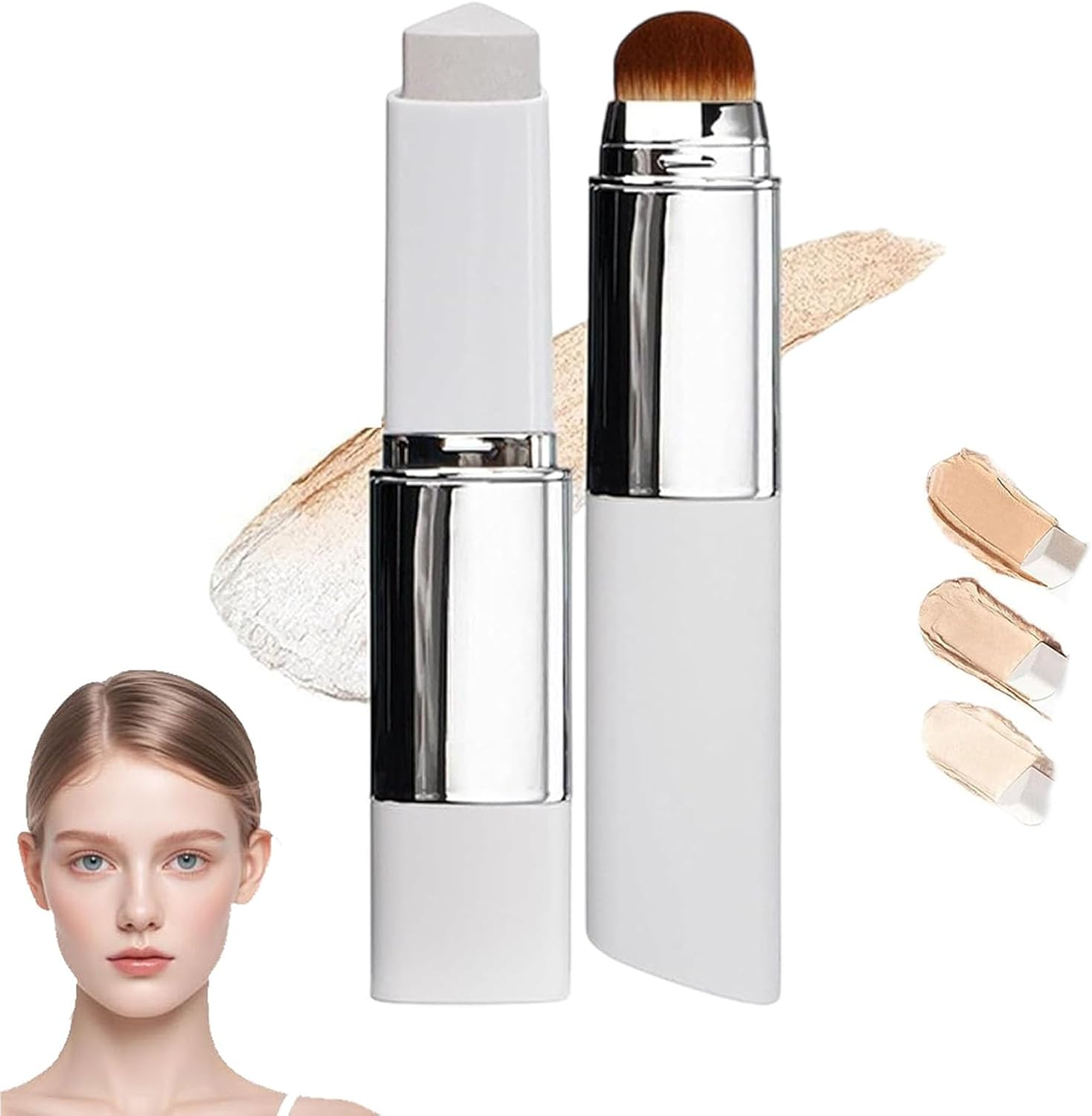 Chartming Color Changing Foundation Stick, 2-In-1 Foundation Stick, Medium Coverage Makeup, Cover Cream Stick V White Korean Found/At, Waterproof Long-Lasting Sweatproof for Natural Makeup (Natural*1)