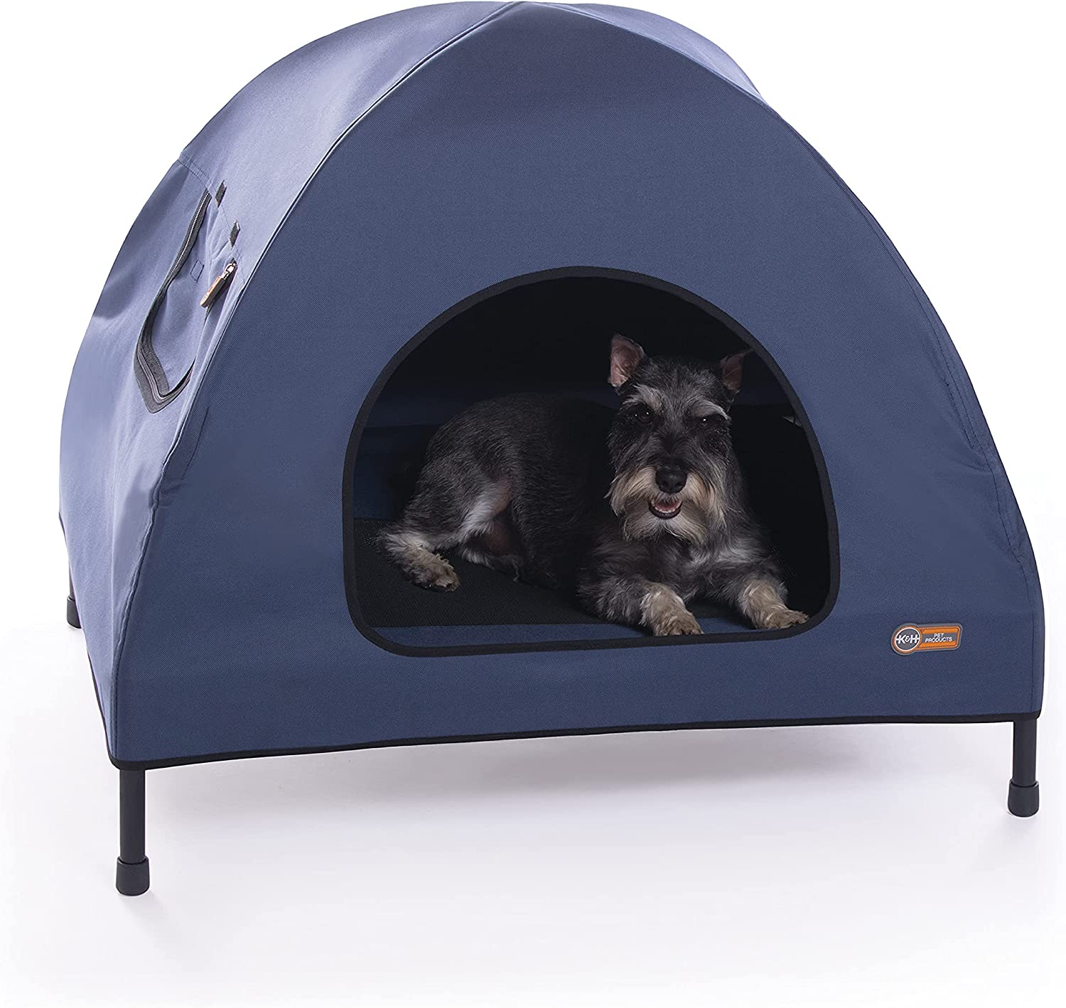 K&H Pet Products Original Pet Cot Tent, Portable Dog House, Dog Shade & Weather Shelter, Elevated Cot Dog Bed, Navy Blue, Medium 25 X 32 X 28 Inches image number 6