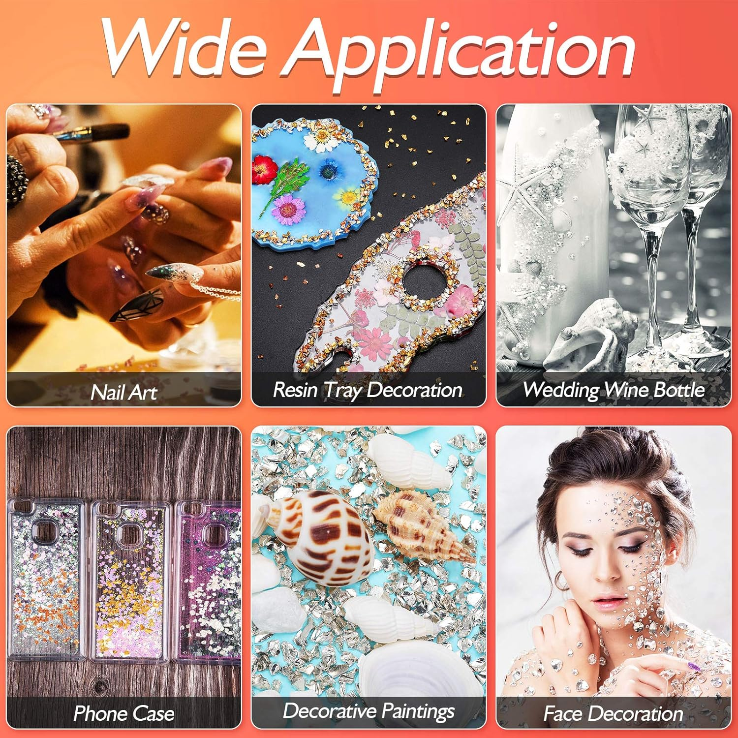 36 Pack Crushed Glass Glitter, Broken Crushed Glass Pieces for Craft Resin Nail DIY Craft Vase Filler Epoxy Resin Art Jewelry Making image number 5