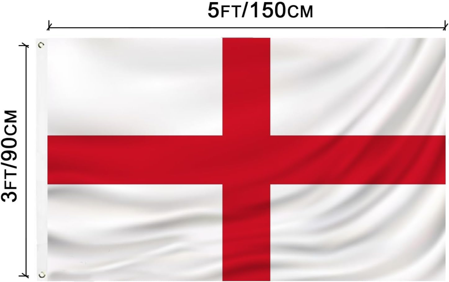 England Flag 90 * 150 CM, English Flag St George'S Cross Flag, Polyester Thickness, Fade Resistant, Brass Grommets, Canvas Header, Indoor,Outdoor, Vibrant Colors,Not Fear of Rain and Snow image number 1