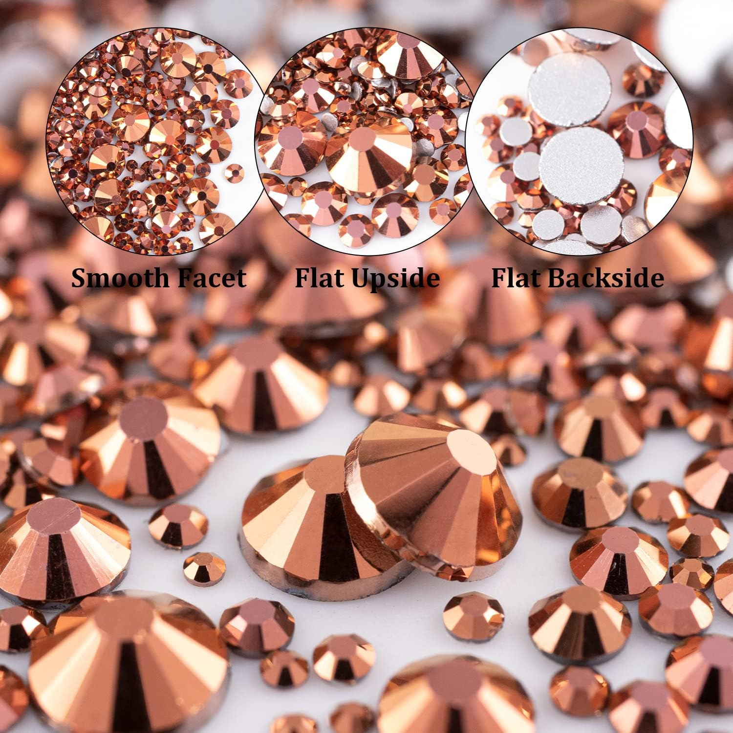 Nail Rhinestones 4520PCS 1.5-6Mm Colorful Rose Gold round Flatback Crystal Shine Diamonds for DIY Crafts Nail Art image number 5