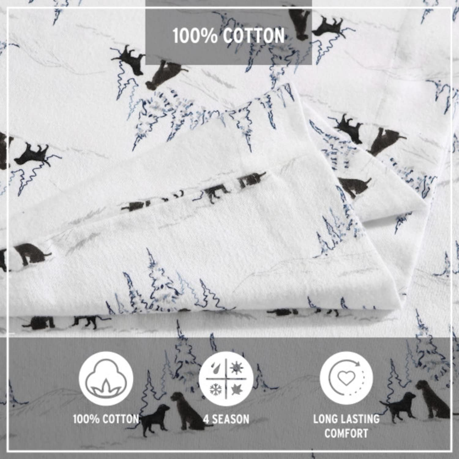 Eddie Bauer - Twin Sheets, Cotton Flannel Bedding Set, Brushed for Extra Softness, Cozy Home Decor (Dog Friends White, Twin) image number 4