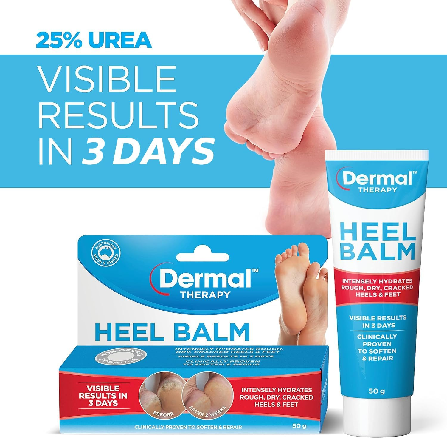 Dermal Therapy Heel Balm | Hydrates Rough, Dry, Cracked Heels and Feet | 50G image number 1
