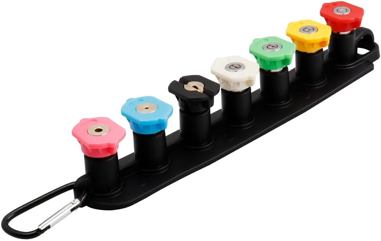 Yakamoz Pressure Washer Nozzle Tip Set with Holder, 1/4 Inch Quick Connect 7 Nozzle Tips Multiple Degrees,4000 PSI