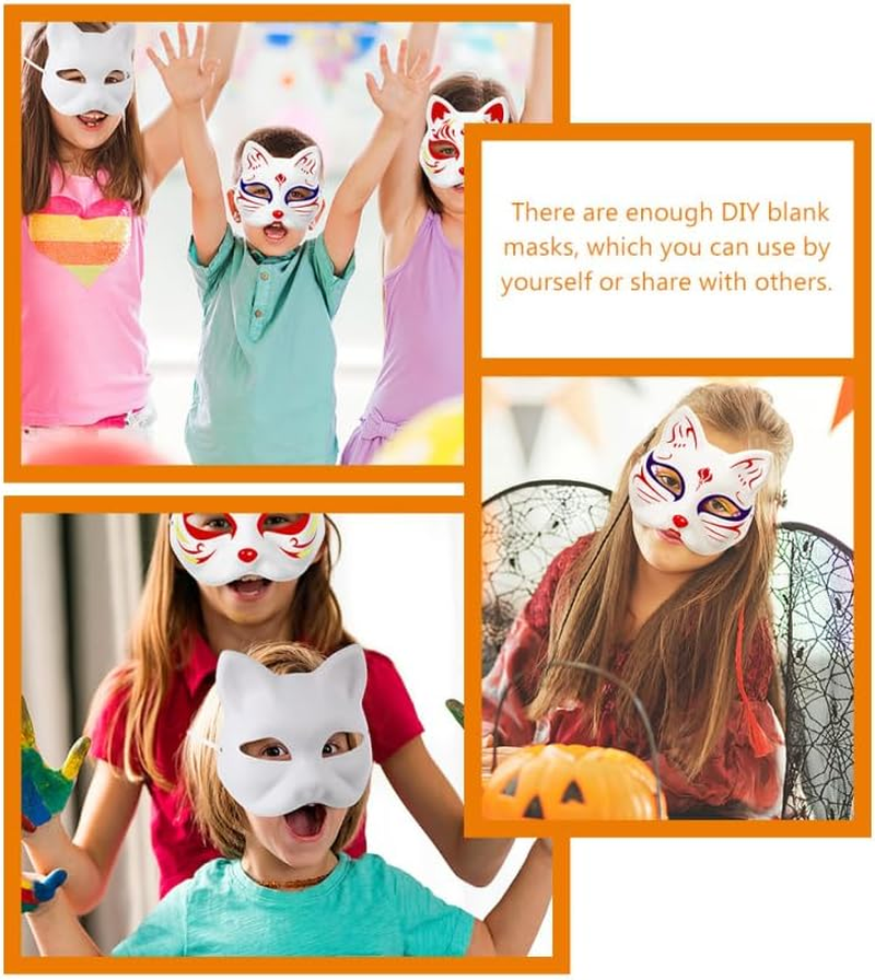 Vaguelly Hand-Painted Mask 2Pcs Blank Paper Masks for Diy Art Projects Perfect for Kids Craft Activities and Halloween Celebrations image number 5