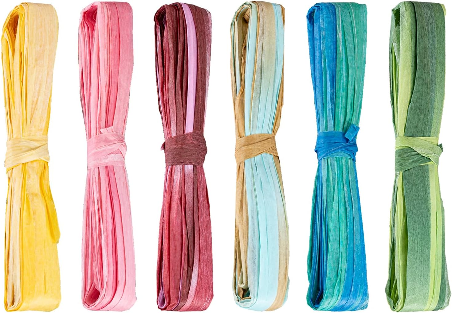 6 Bundles X 10 Meters Paper Ribbon Multicolor Paper Twine Color Paper Cord Decorative Craft String Paper Strip for Gift Wrapping Packaging Festival Party Decor DIY Arts and Crafts (July)