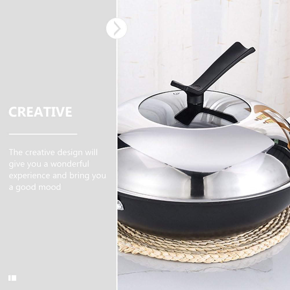 Healvian Stainless Steel Wok Cover 30CM Pot Lid Thickened Pan Cover Visual Pot Cover Wok Lid Frying Pan Lid Universal Lids for Pots, Pans and Skillets image number 3
