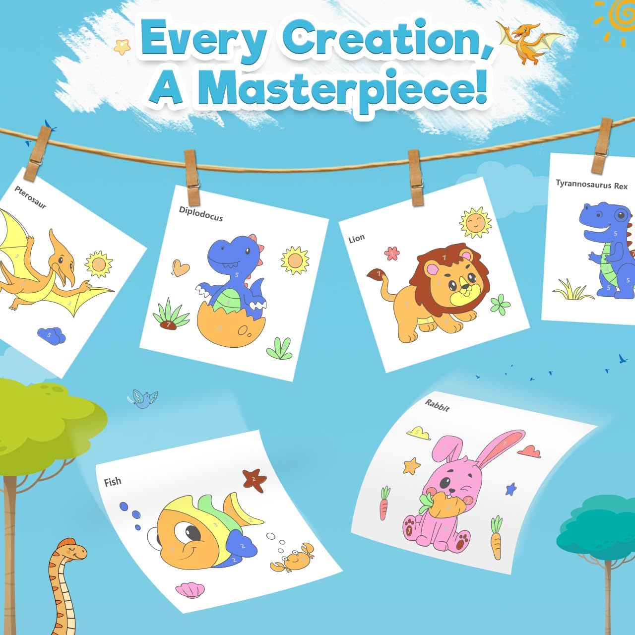 ZMLM Paint with Water Coloring Books for Toddlers - Mess Free Painting Activity for Kids - Arts & Crafts Gift Toy for Boy Girl Ages 4 5 6 7 8 - Birthday Christmas Easter Stocking Stuffers, Dinosaurs image number 3