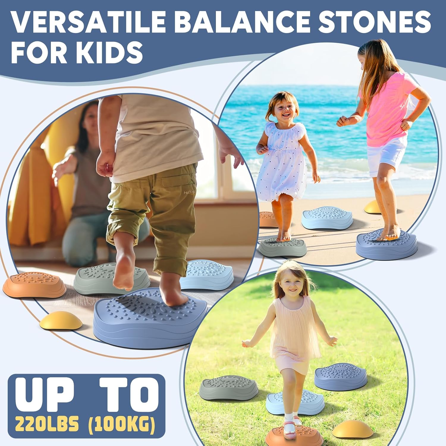Lehoo Castle Stepping Stones for Kids, Sensory Toys Balance Board, Toddler Toys for Ages 2-5 for Boys Girls, Indoor & Outdoor Toys, Non-Slip Balance Step Stone up to 200Lbs Obstacle Course image number 5