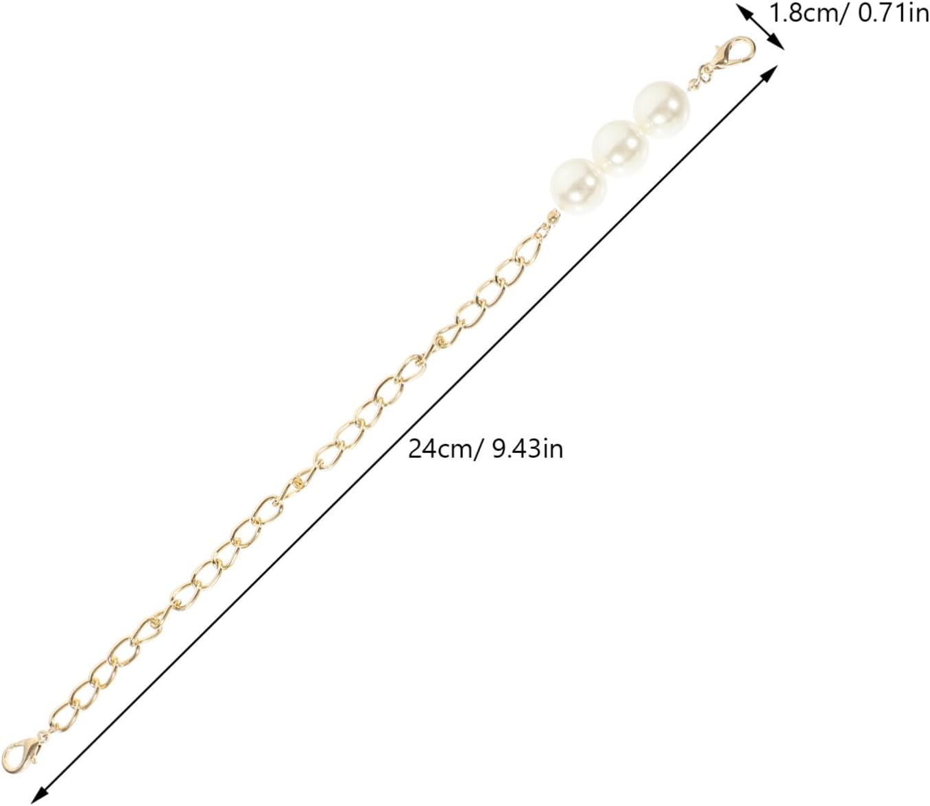 TEHAUX 4Pcs Pearl Covered Chain for Bag Replacement DIY Handbag Purse Chain Decorative
