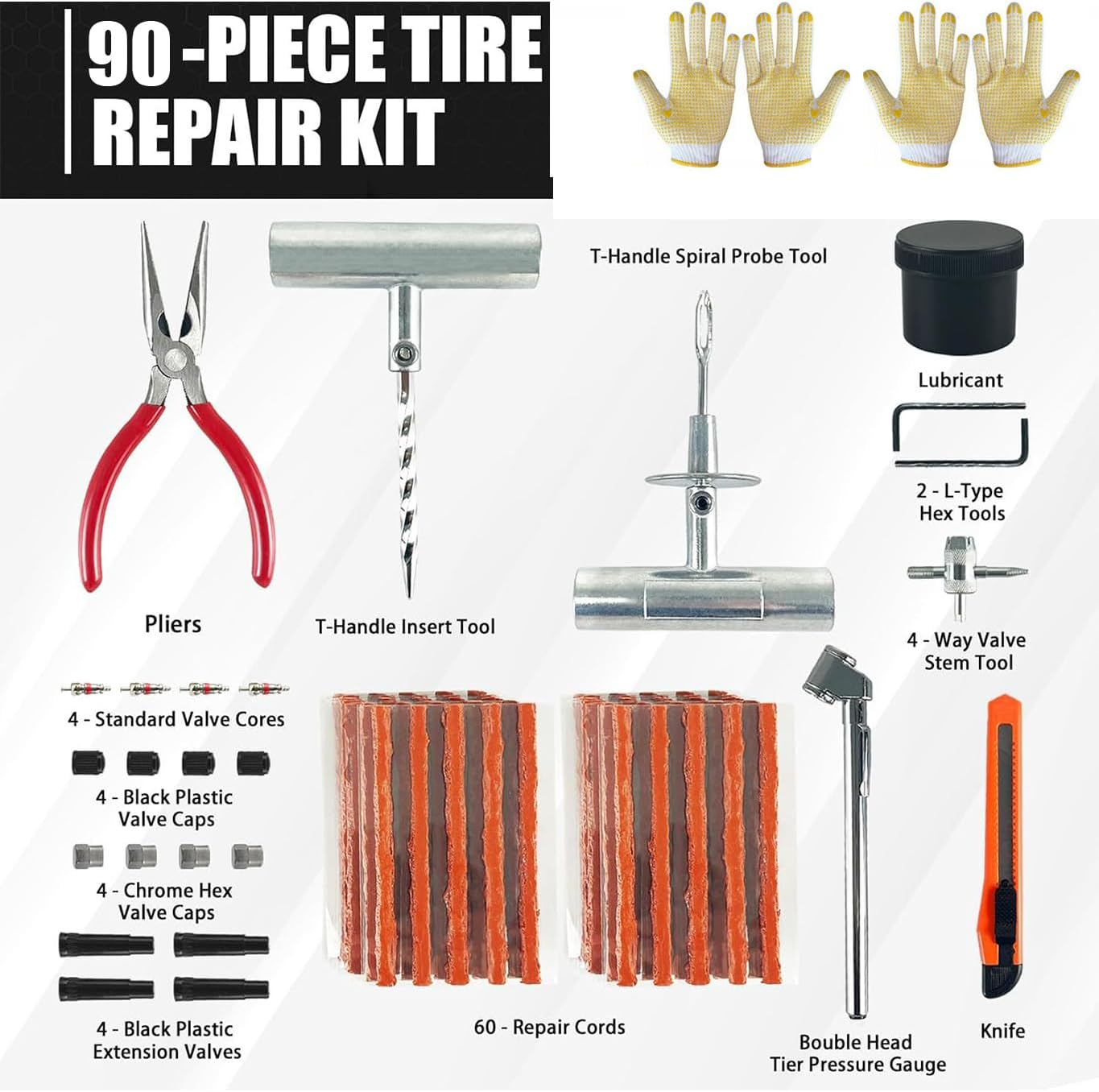 Tire Repair Kit, 140 PCS Professional Heavy Duty Tire Plug Kit,Universal Wheel Patch Kit to Fix Punctures and Plug Flats, Tire Repair Plugs Truck image number 5