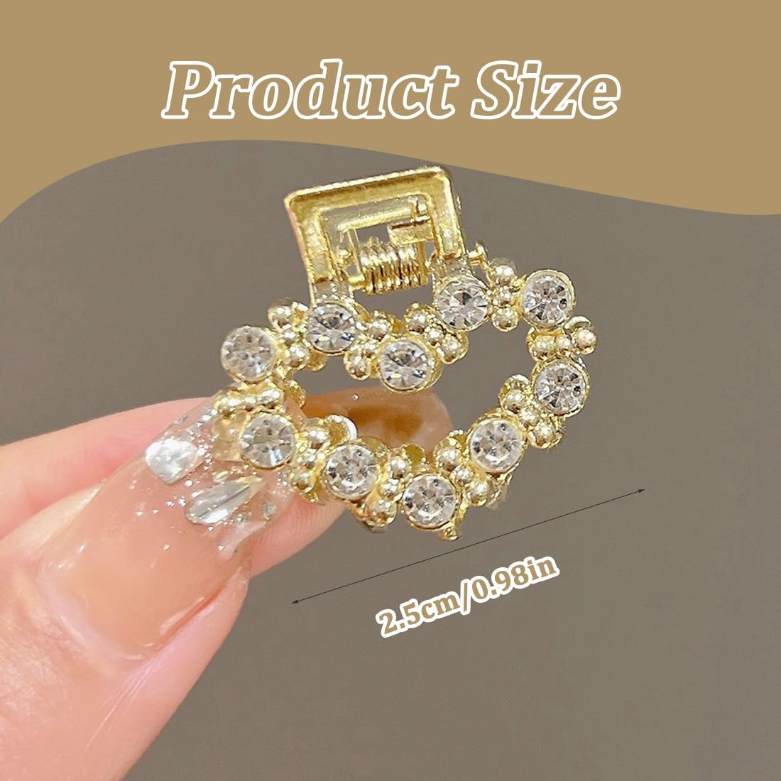 Small Hair Clips, Pack of 5 Metal Mini Hair Clips, Small, Crystals Small Hair Clips, Non-Slip Hair Clip, Small, Hair Accessories for Women and Girls (A) image number 4