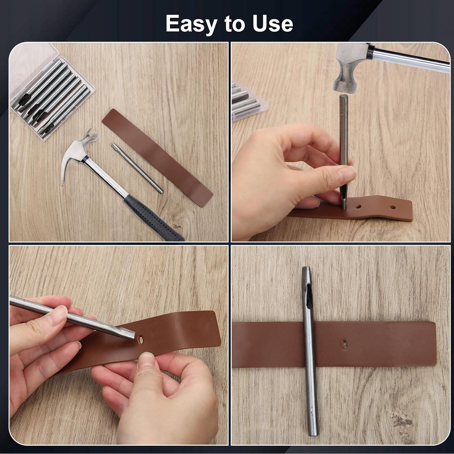 Boyistar 8 Size Oval Hole Punch for Leather 2Mm-5Mm, Leather Craft Punch Tools Set Hollow Punching Oval Belt Hole Cutter Tool for Watch Band, Belt, Leather Crafting with Storage Box image number 5