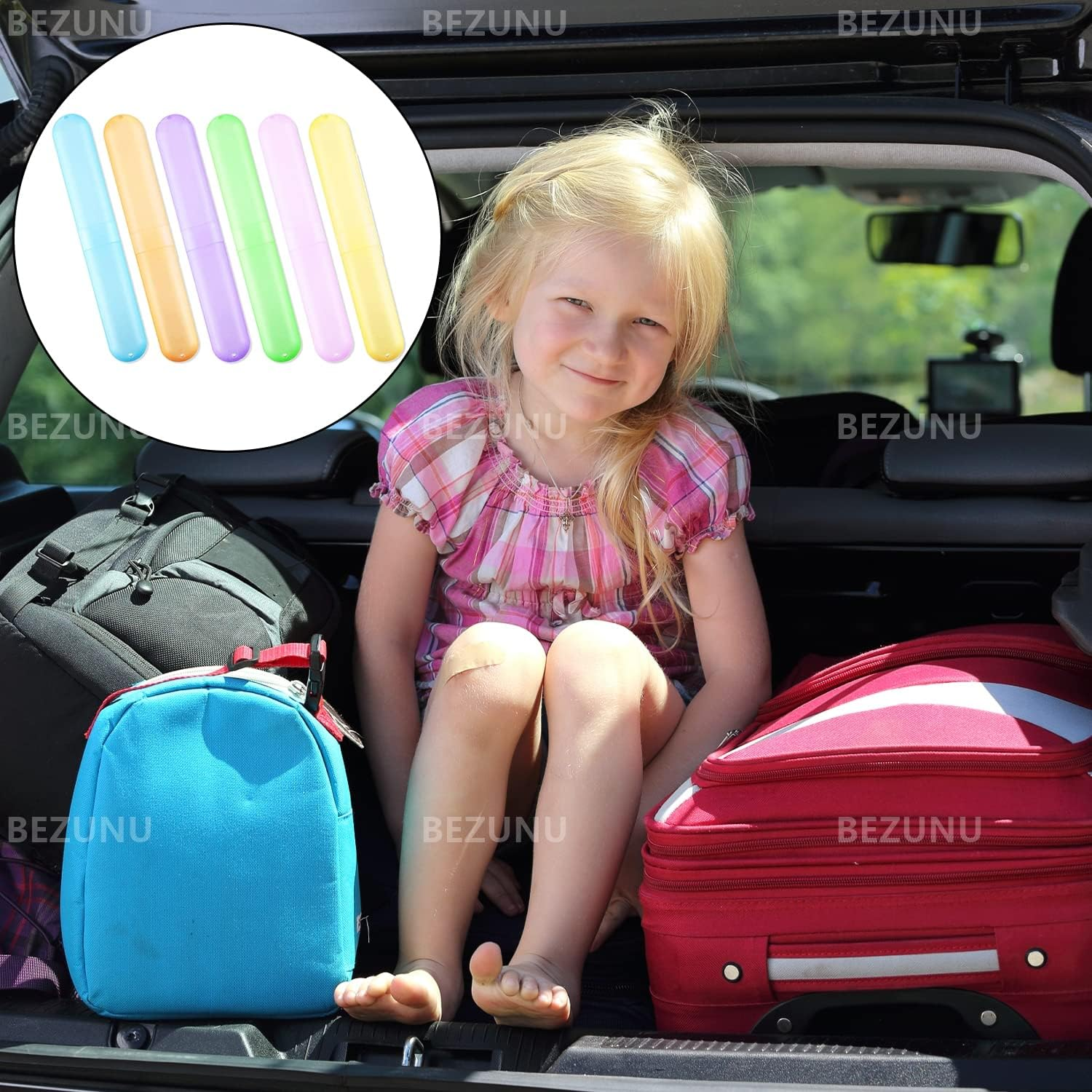 Travel Toothbrush Case, 6 Pcs Toothbrush Dust Cover Storage Box Toothbrushes Holder for Travel, Storage, Camping (6 Colors) image number 3