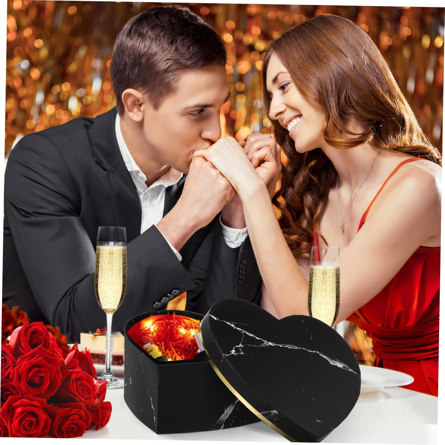 3Pcs Heart Shaped Luxury Flower Boxes for Valentine Day Bridesmaid Proposals Floral Arrangements Sturdy Decorative Box for Weddings Birthdays and Special Occasions image number 1