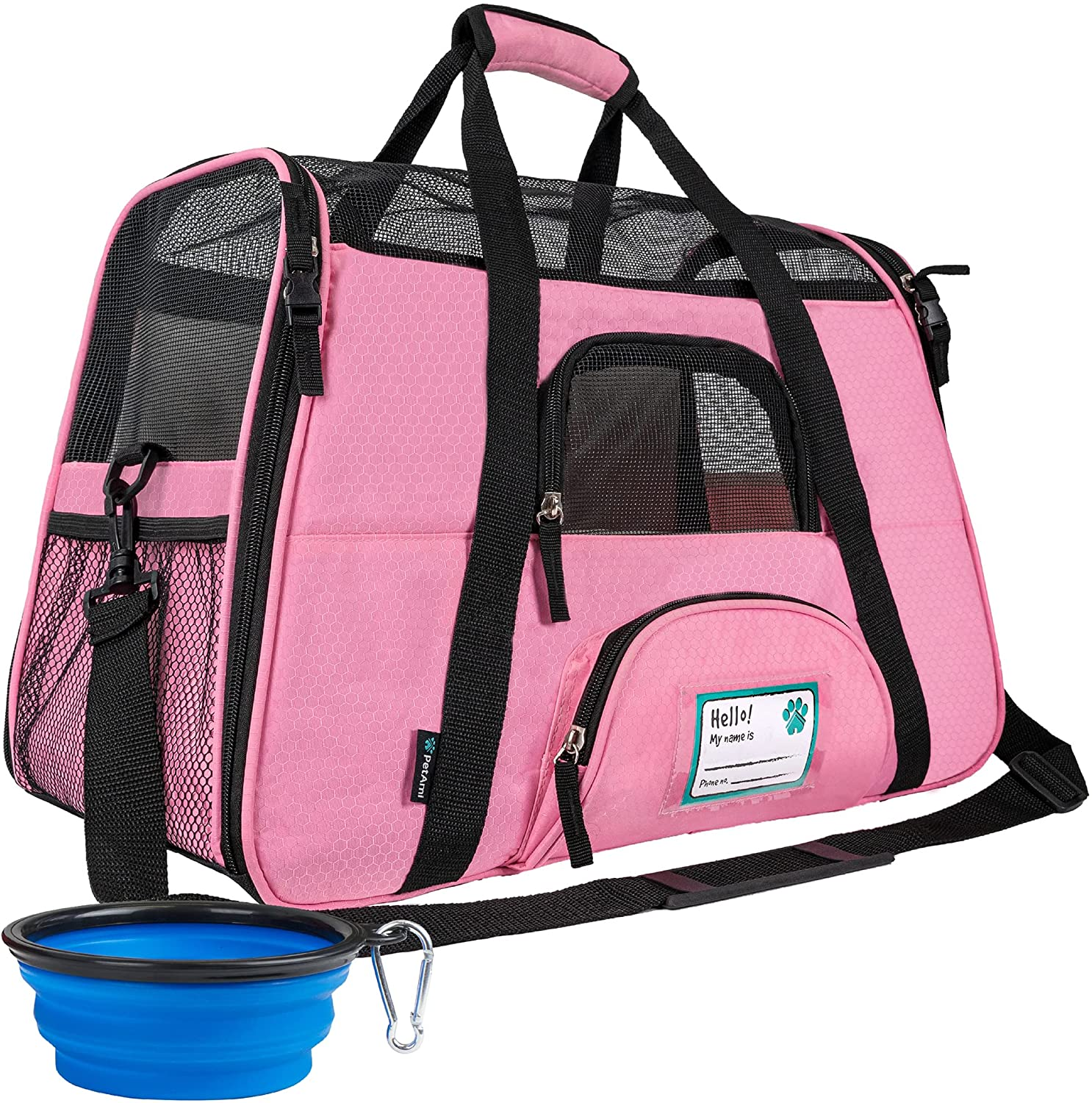Petami Premium Airline Approved Soft-Sided Pet Travel Carrier | Ventilated, Comfortable Design with Safety Features | Ideal for Small to Medium Sized Cats, Dogs, and Pets (Small, Pink) image number 6