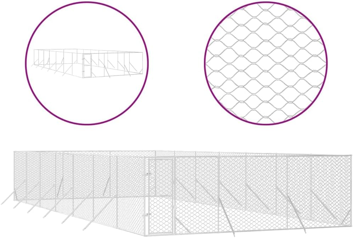 Outdoor Dog Kennel Silver 6X14X2 M Galvanised Steel Pet Shelter Large Enclosure image number 2