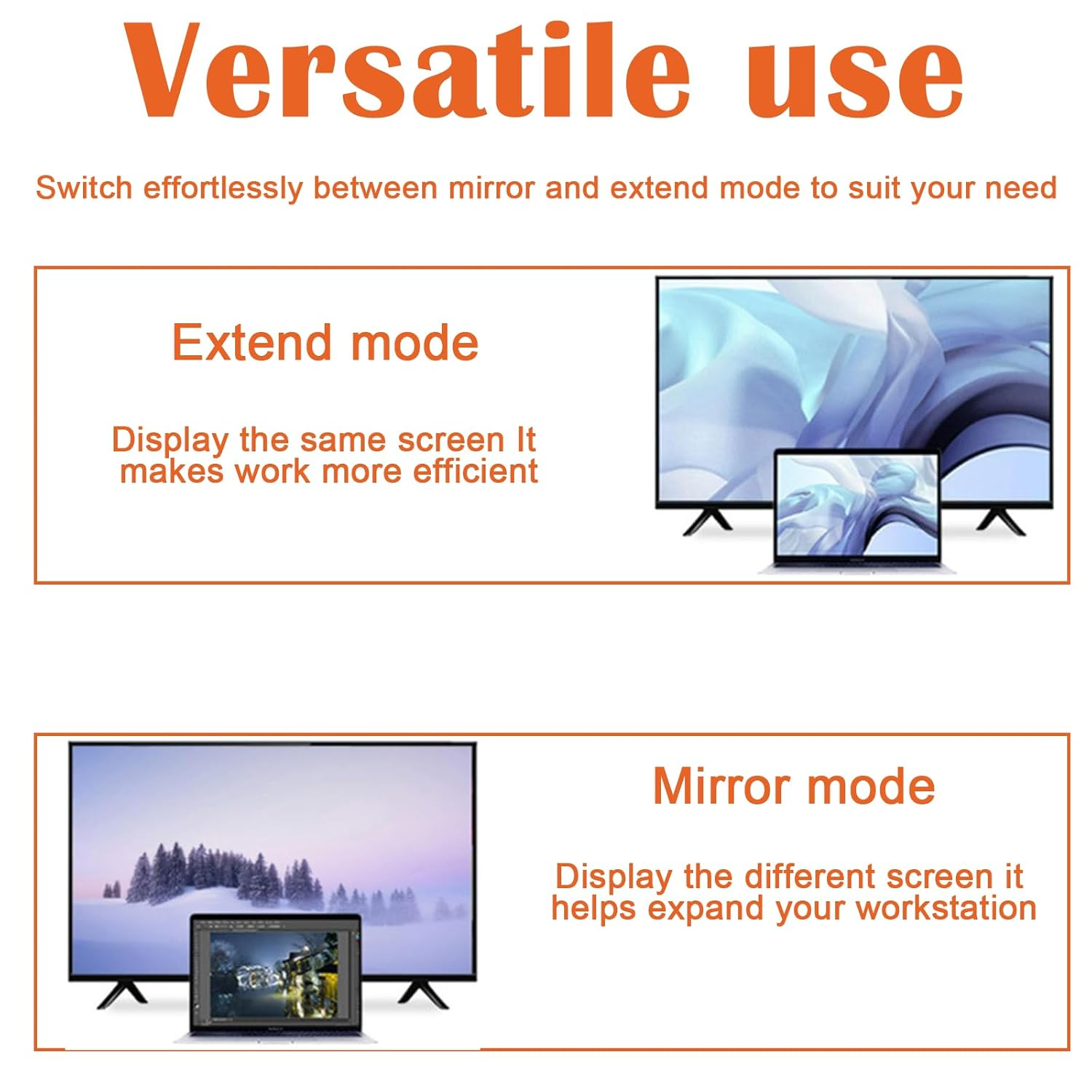 Hrenvaxil HDMI Cable, 4K Displayport to HDMI Cable, HDMI to Displayport - 1.8M Uni - Directional, 4K@30Hz/2K@60Hz for Projector, for Thinkpad, for Dell, for Monitor (Black) image number 2